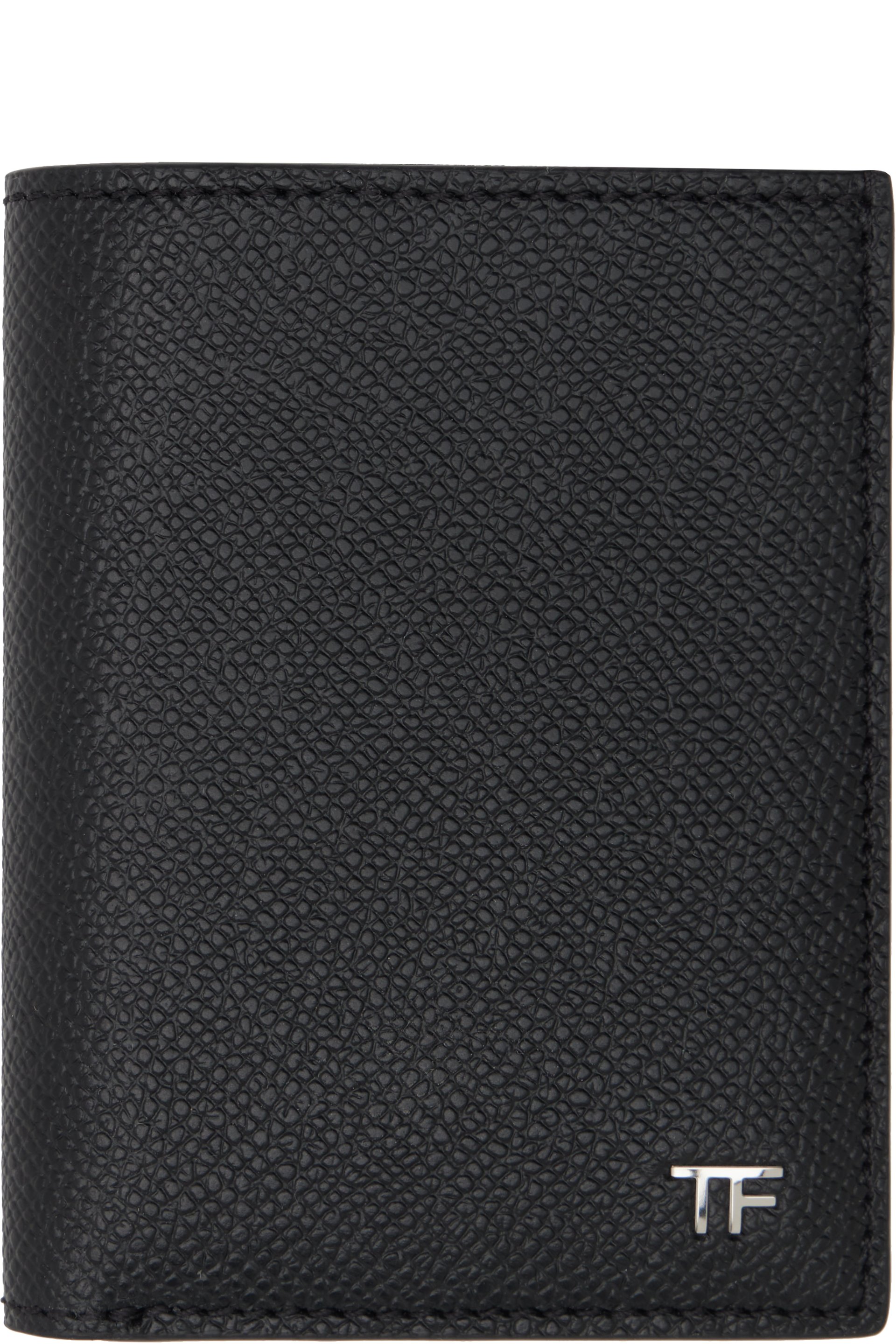 TOM FORD - Black Small Grain Leather Folding Card Holder