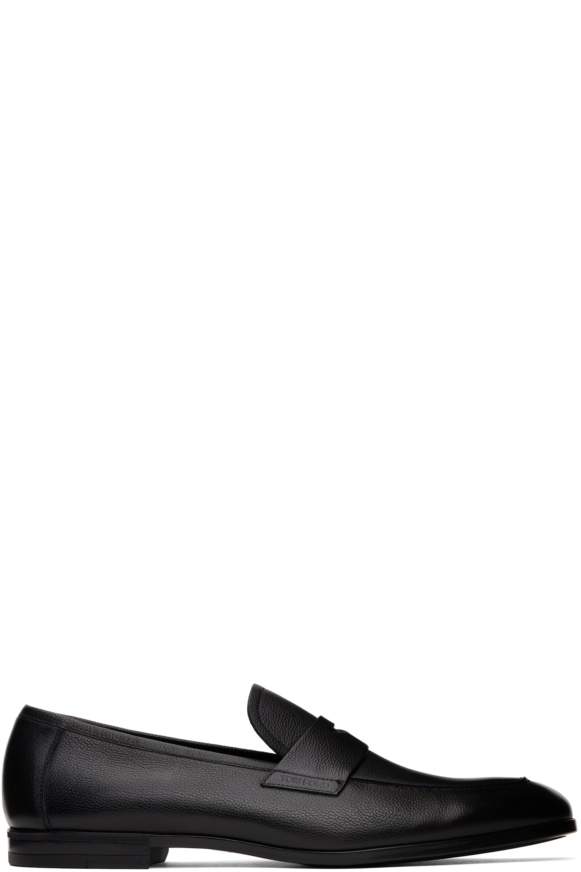 TOM FORD - Black Supple Grain Leather Sean Penny Loafers