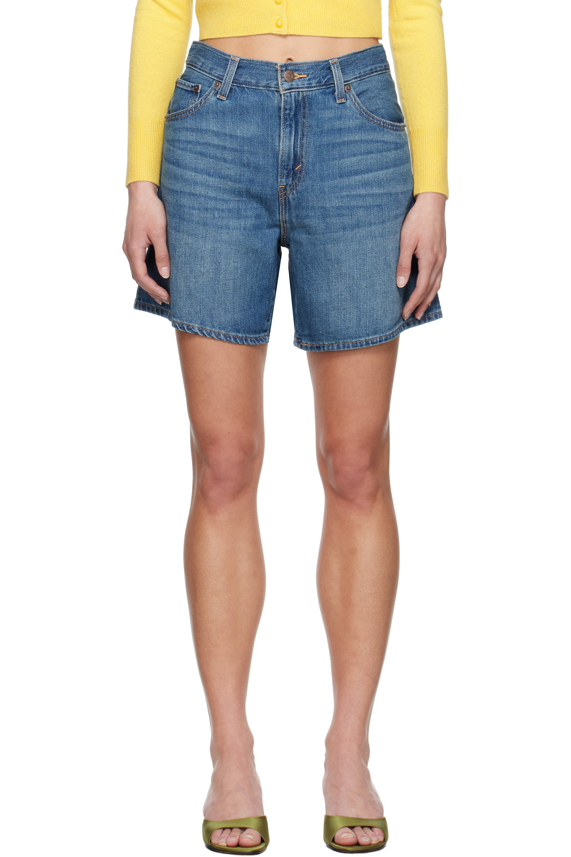 Levi's - Blue High Rise Baggy Linen+ Lightweight Denim Shorts