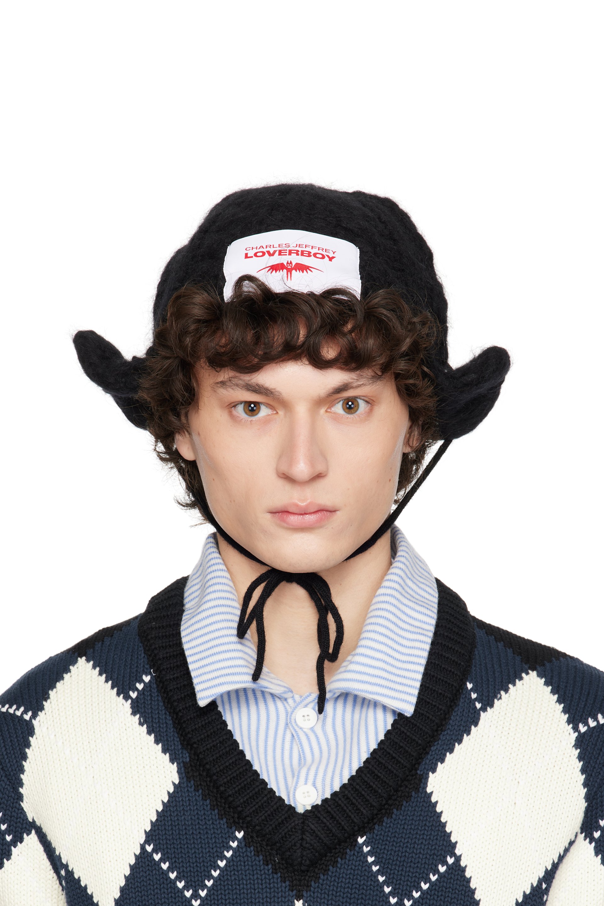 Charles Jeffrey LOVERBOY: ブラック Chunky Aviator ビーニー