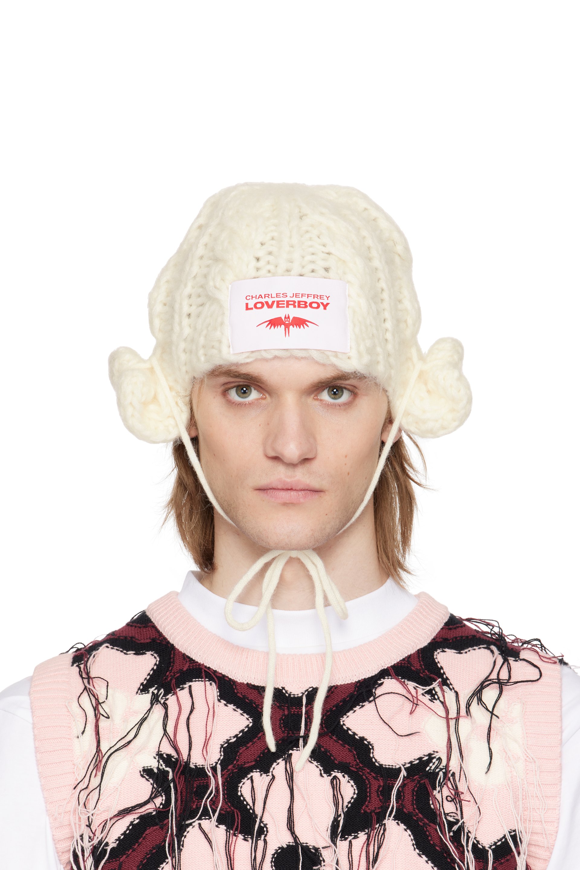 Charles Jeffrey LOVERBOY: White Chunky Aviator Beanie | SSENSE Canada