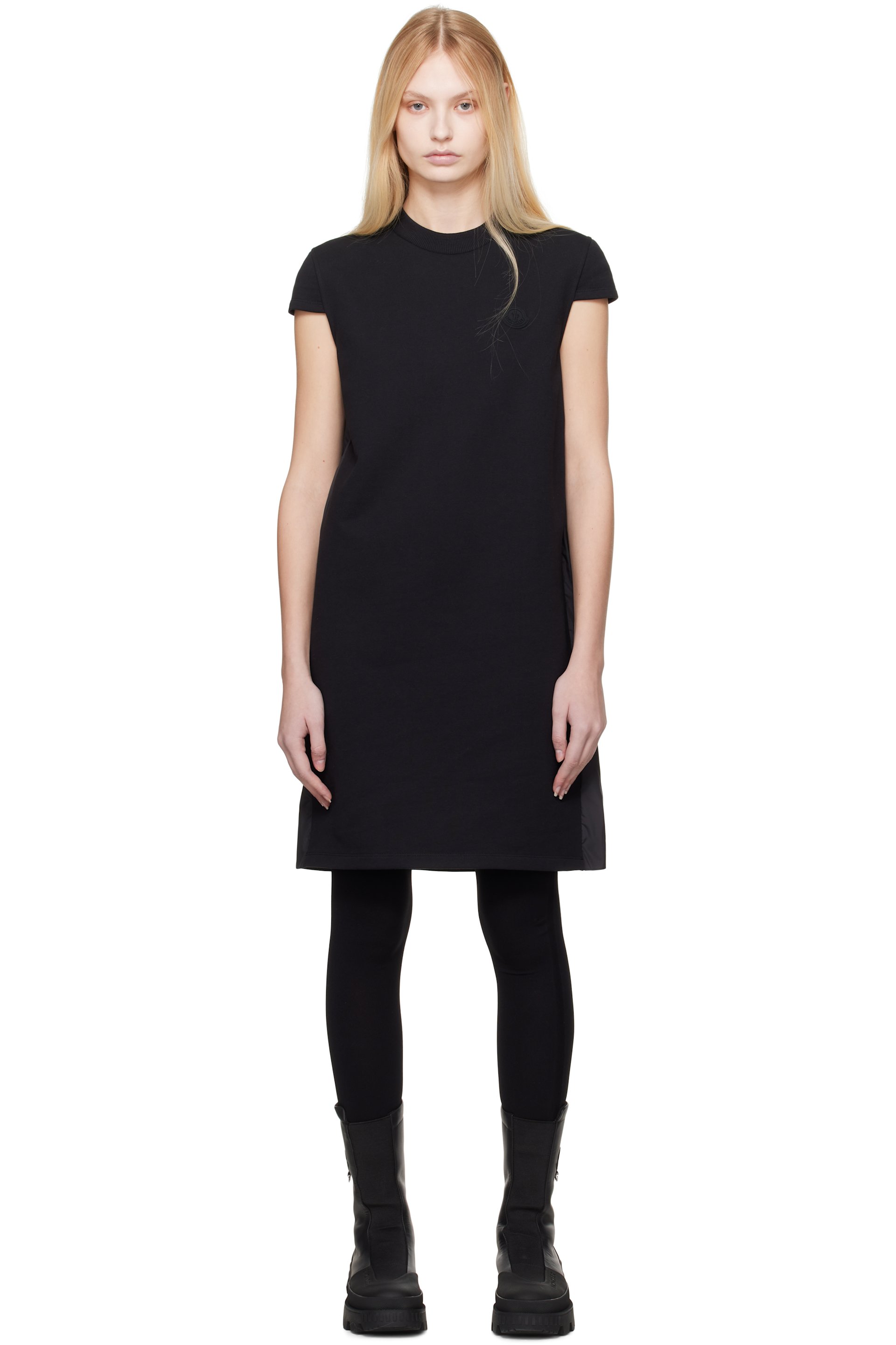 Moncler - Robe courte noire à plis plats