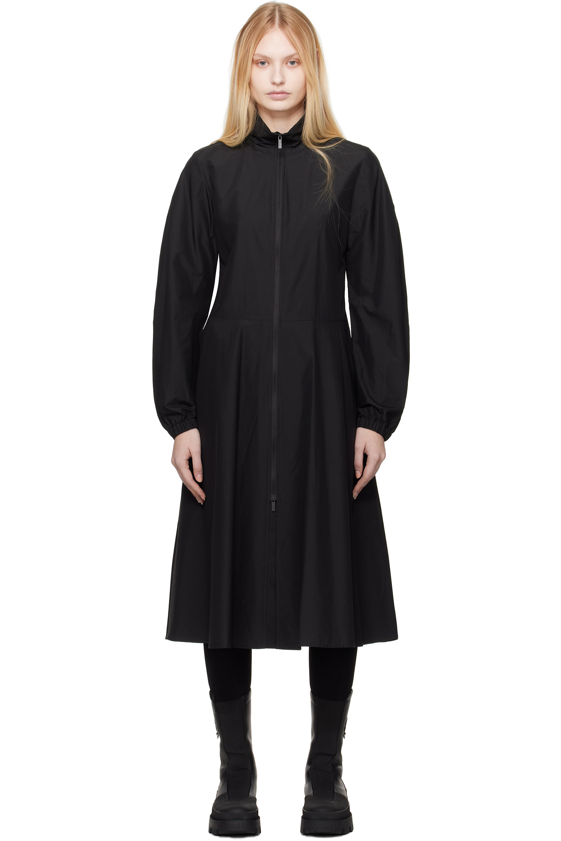 Moncler - Robe midi noire à glissière
