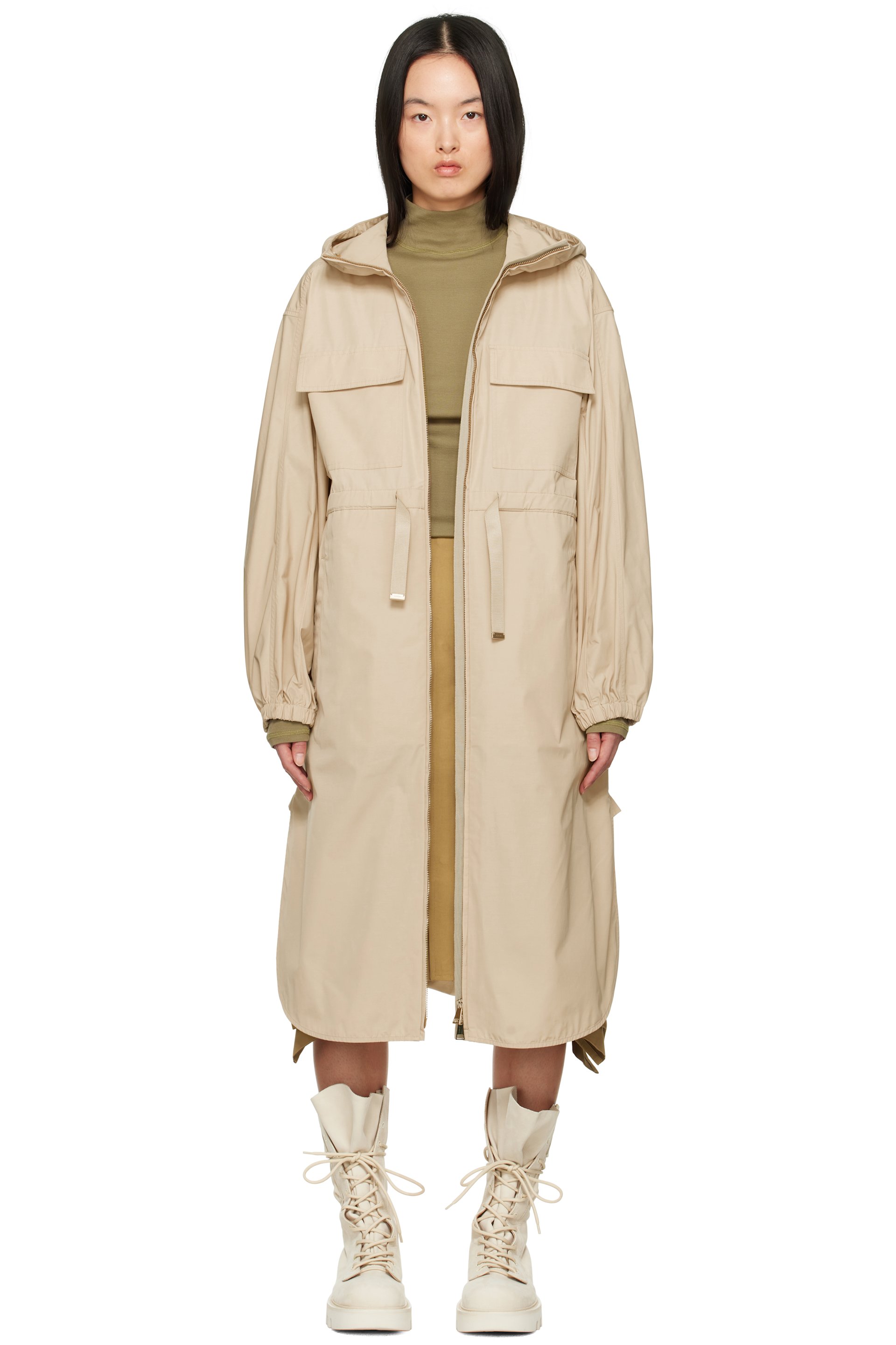 Moncler - Manteau long Peronne beige