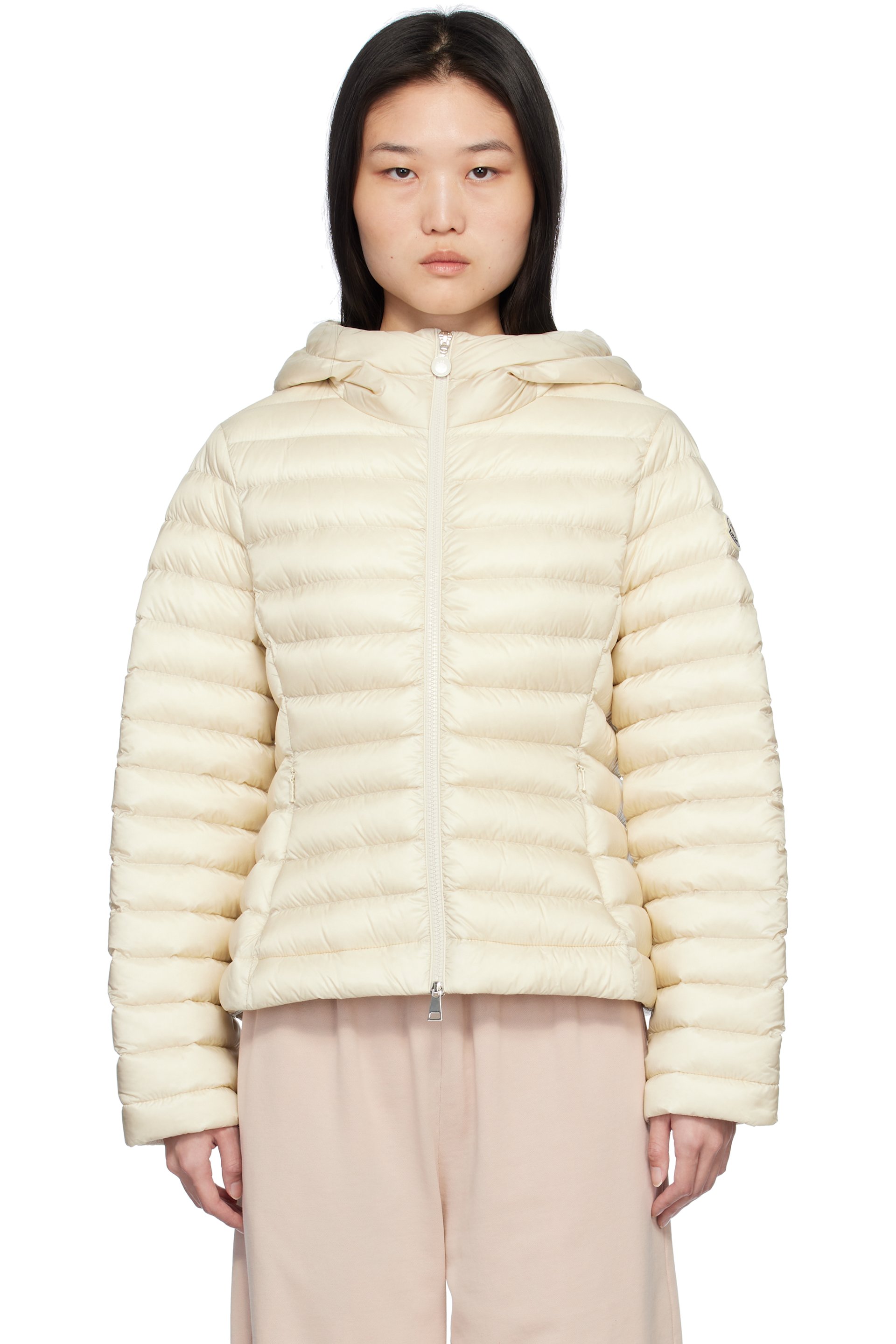 Moncler - Blouson Ige beige rembourré en duvet