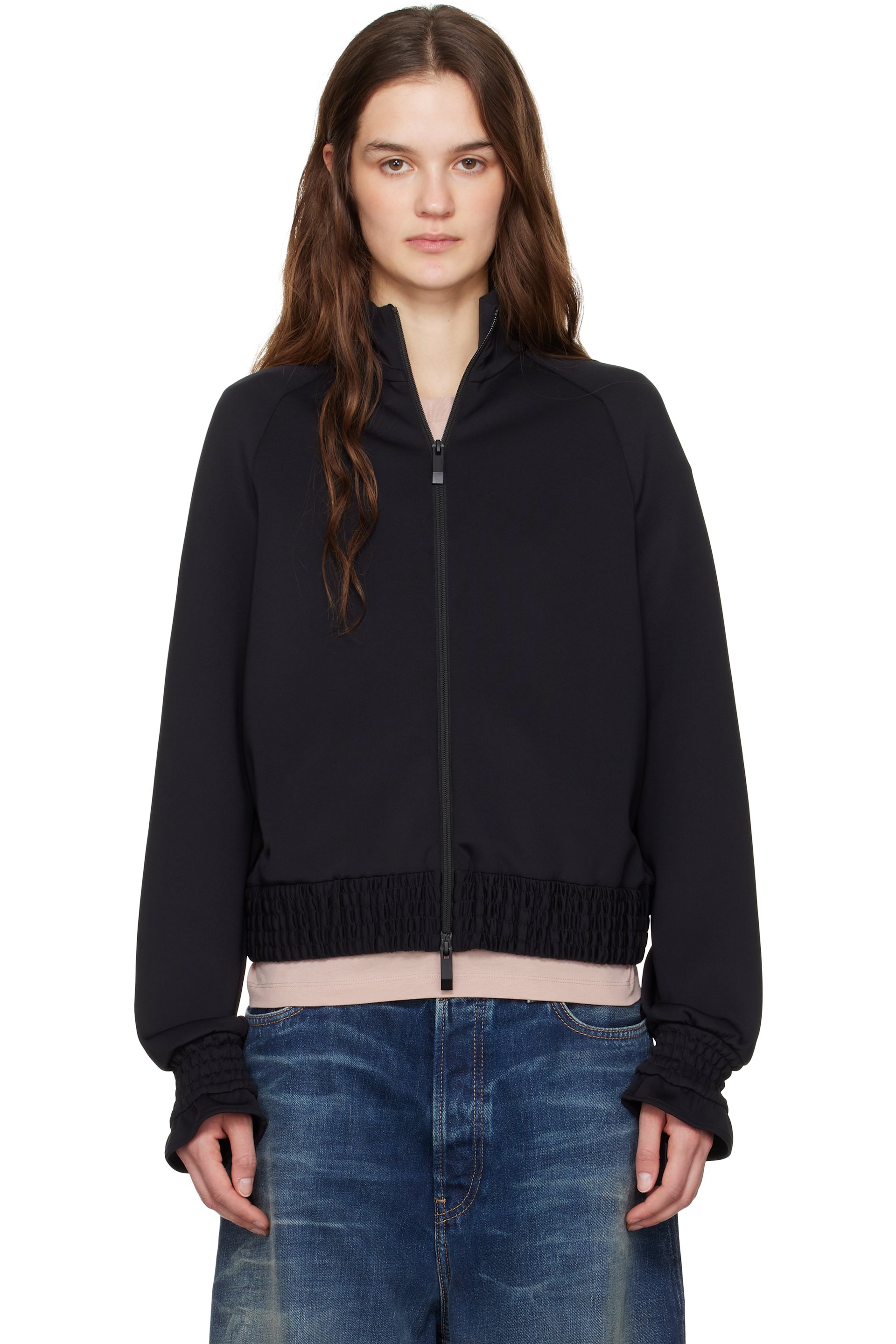 Moncler - Blouson noir en néoprène à glissière