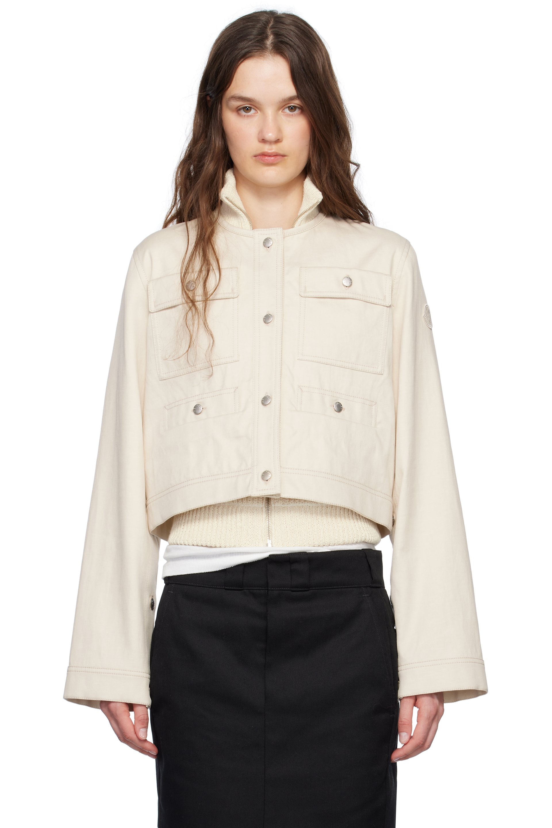 Moncler - Blouson Chatel blanc cassé en denim