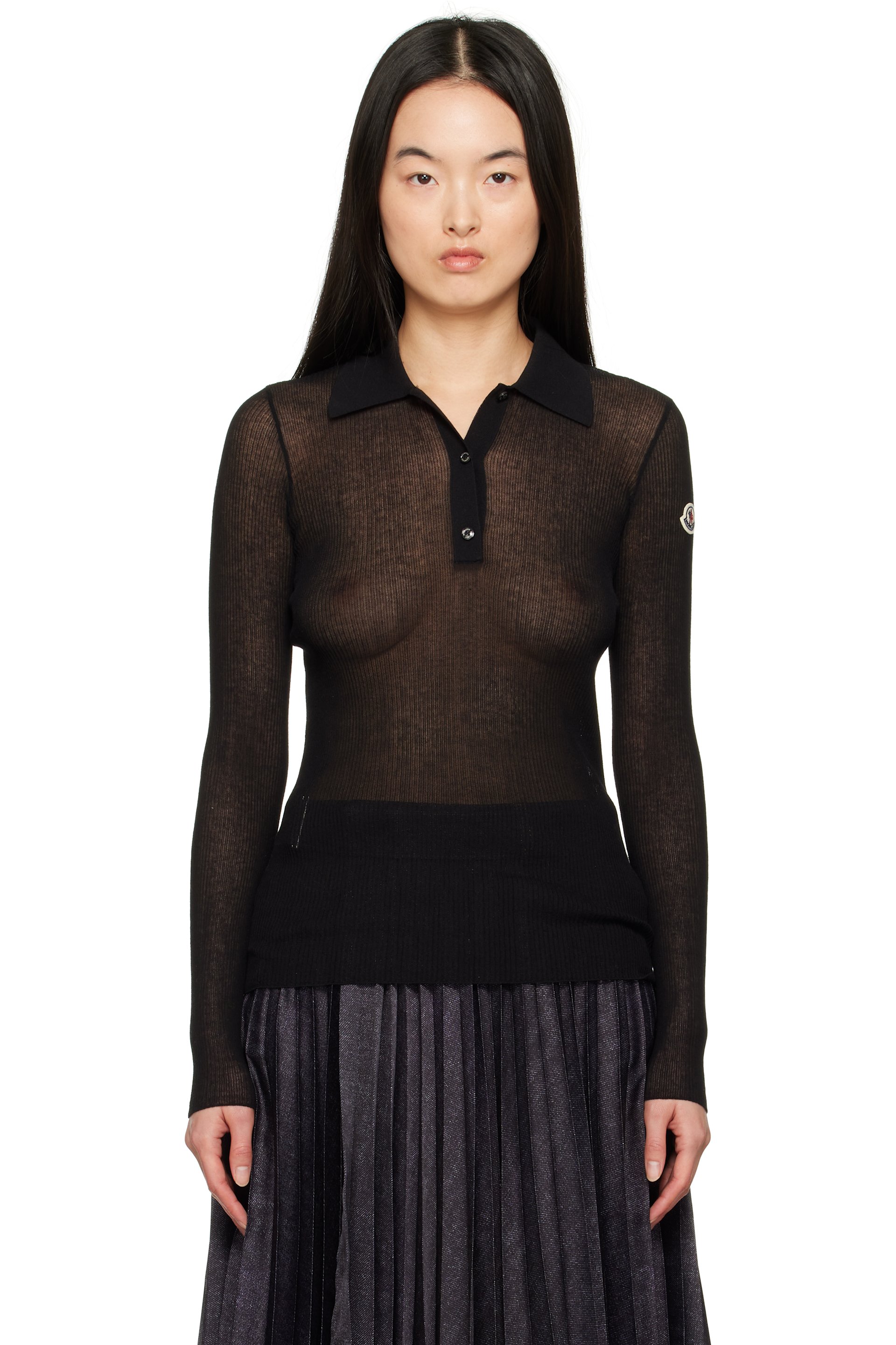 Moncler - Polo à manches longues noir