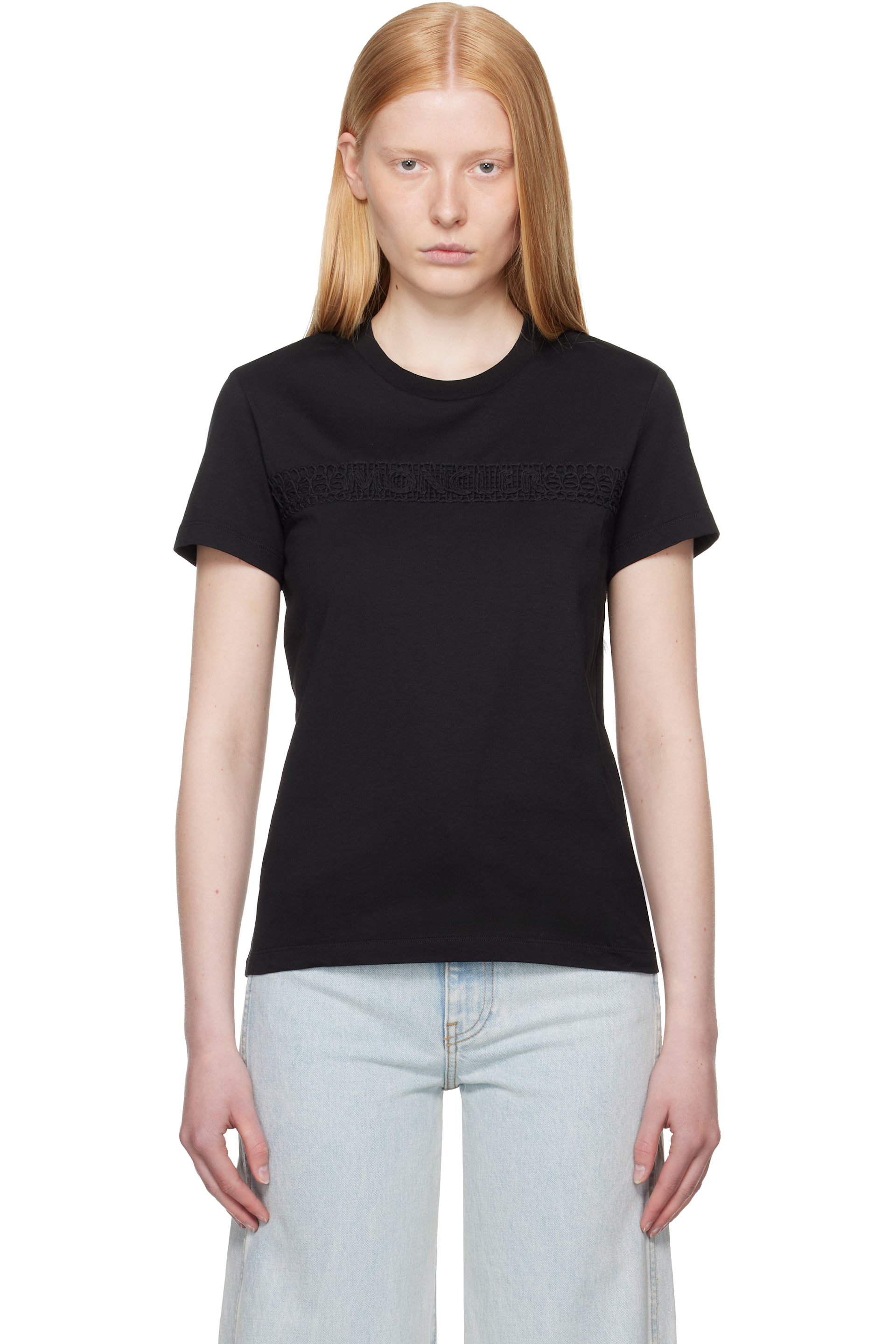 Moncler - T-shirt noir à logo brodé
