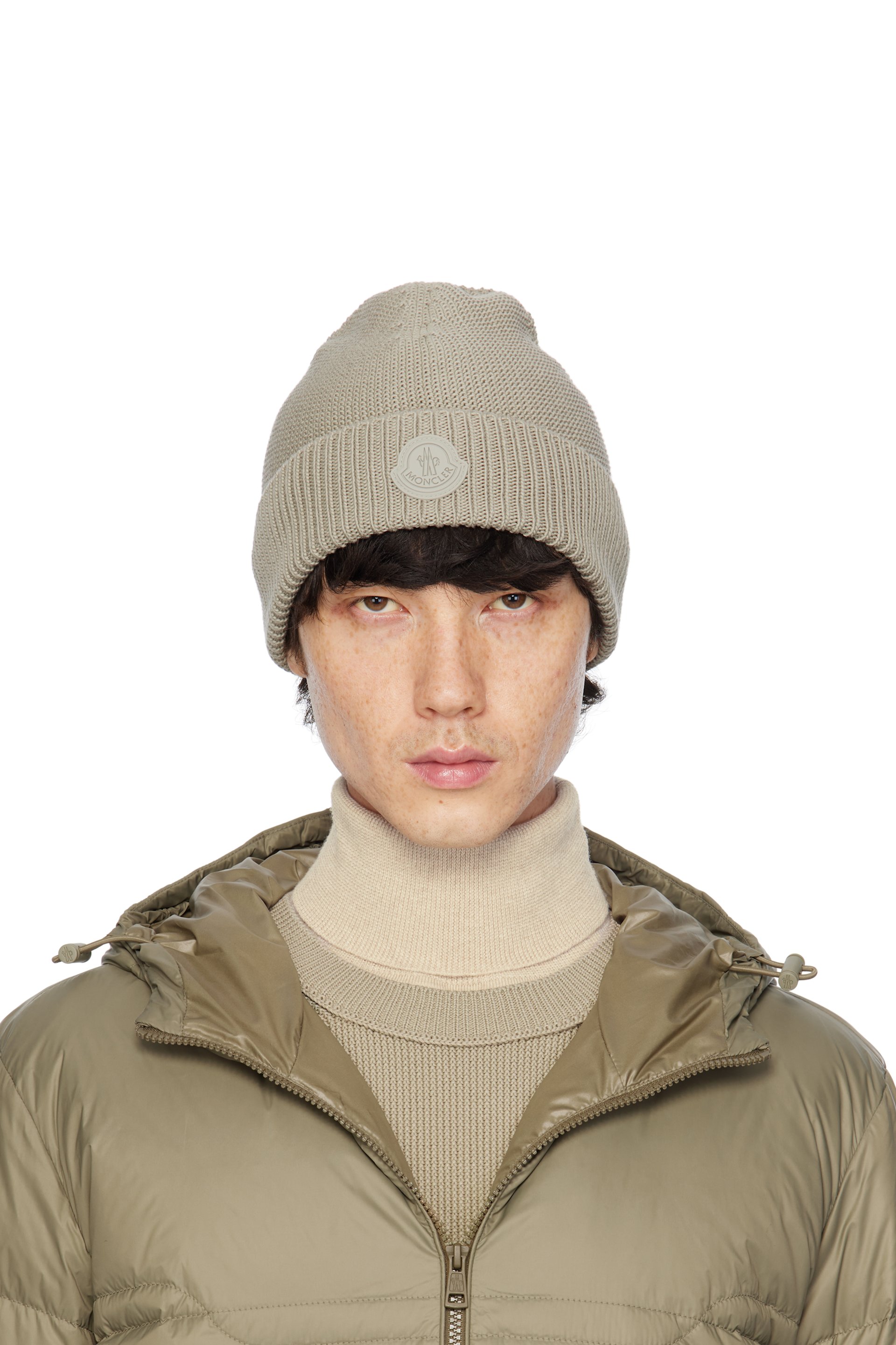 Moncler - Beige Logo Patch Beanie
