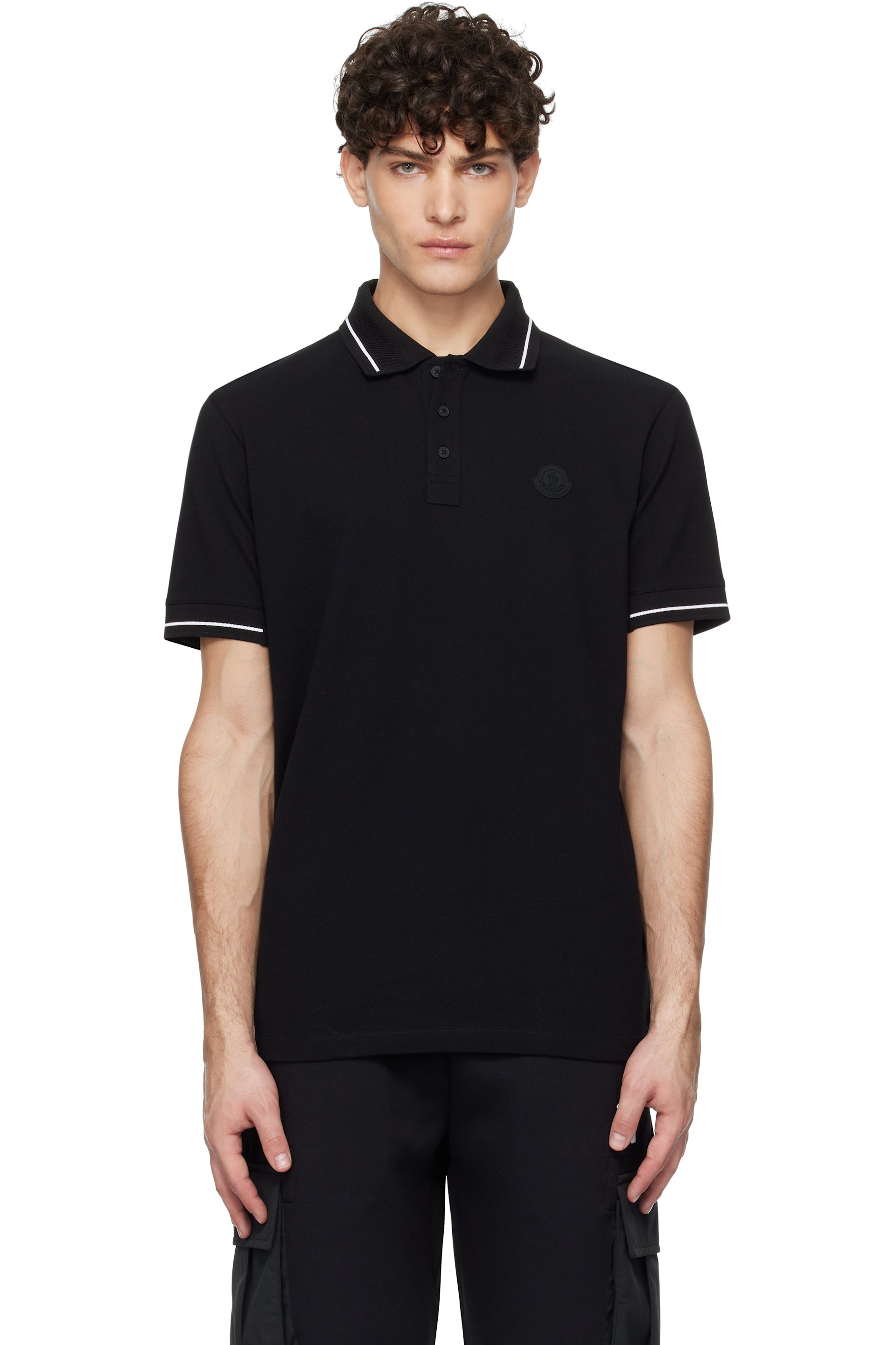 Moncler - Black Logo Patch Cotton Polo