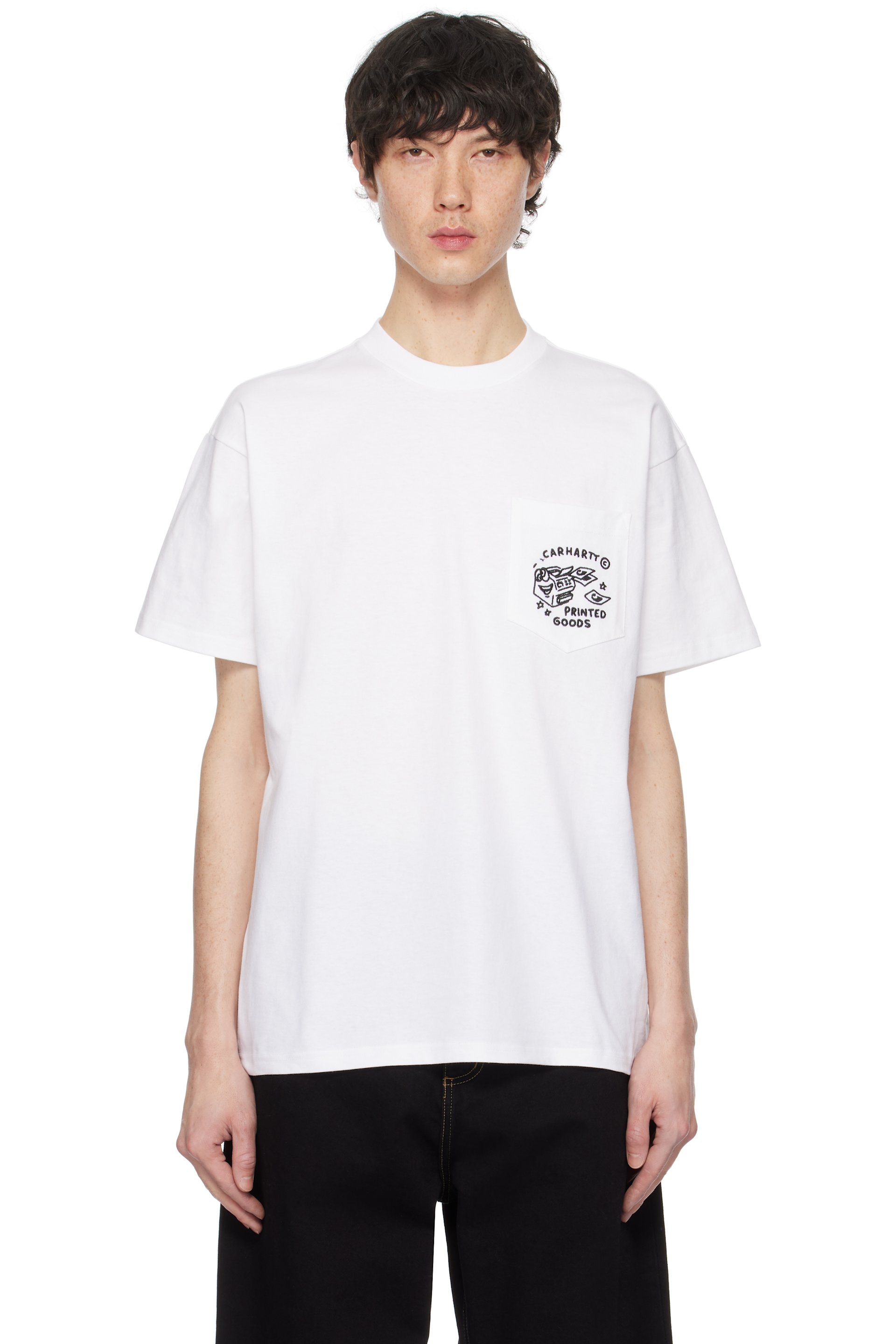 Carhartt Work In Progress - T-shirt Fragments blanc à poche