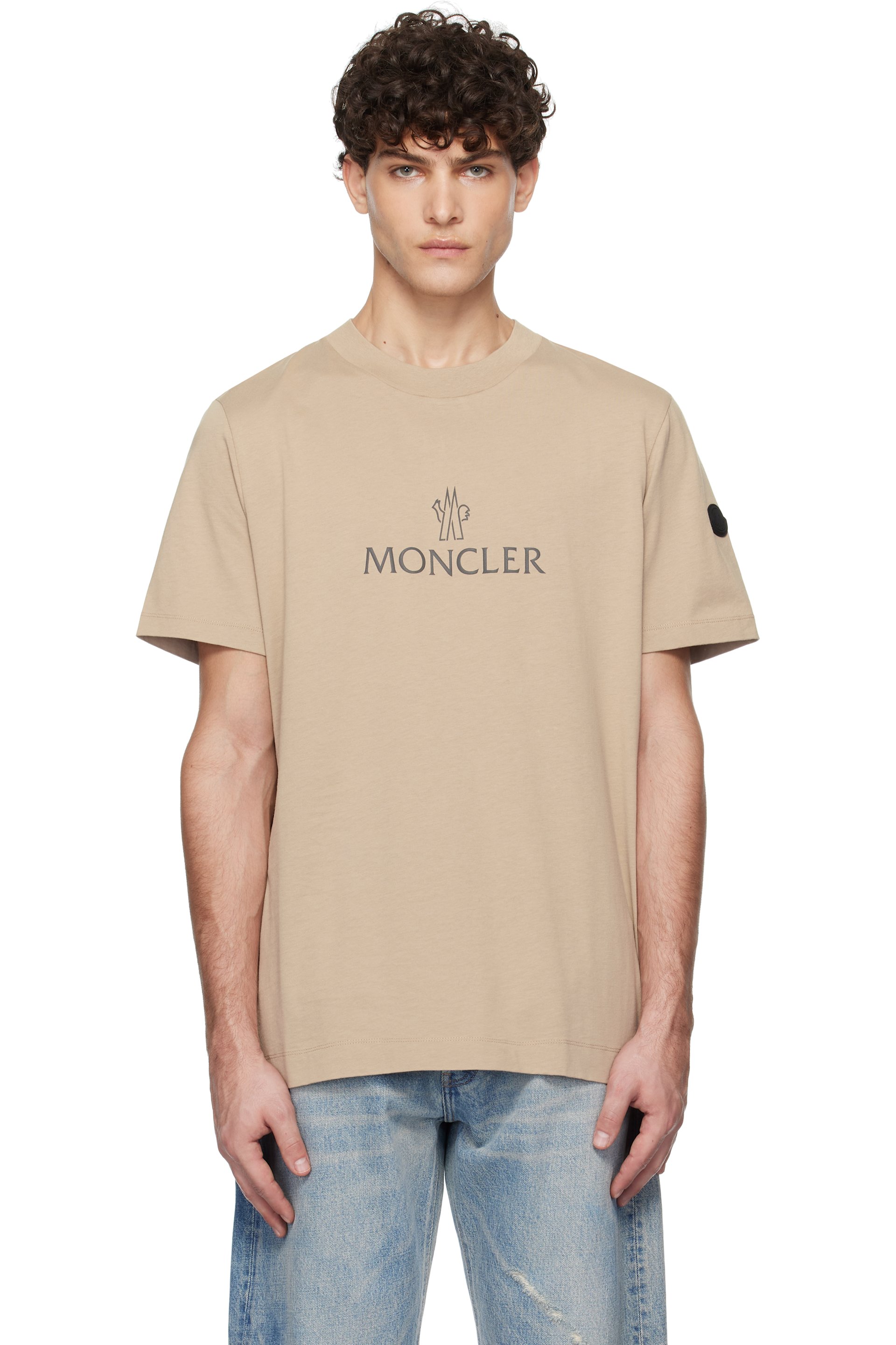 Moncler - ベージュ ロゴ コットン Tシャツ