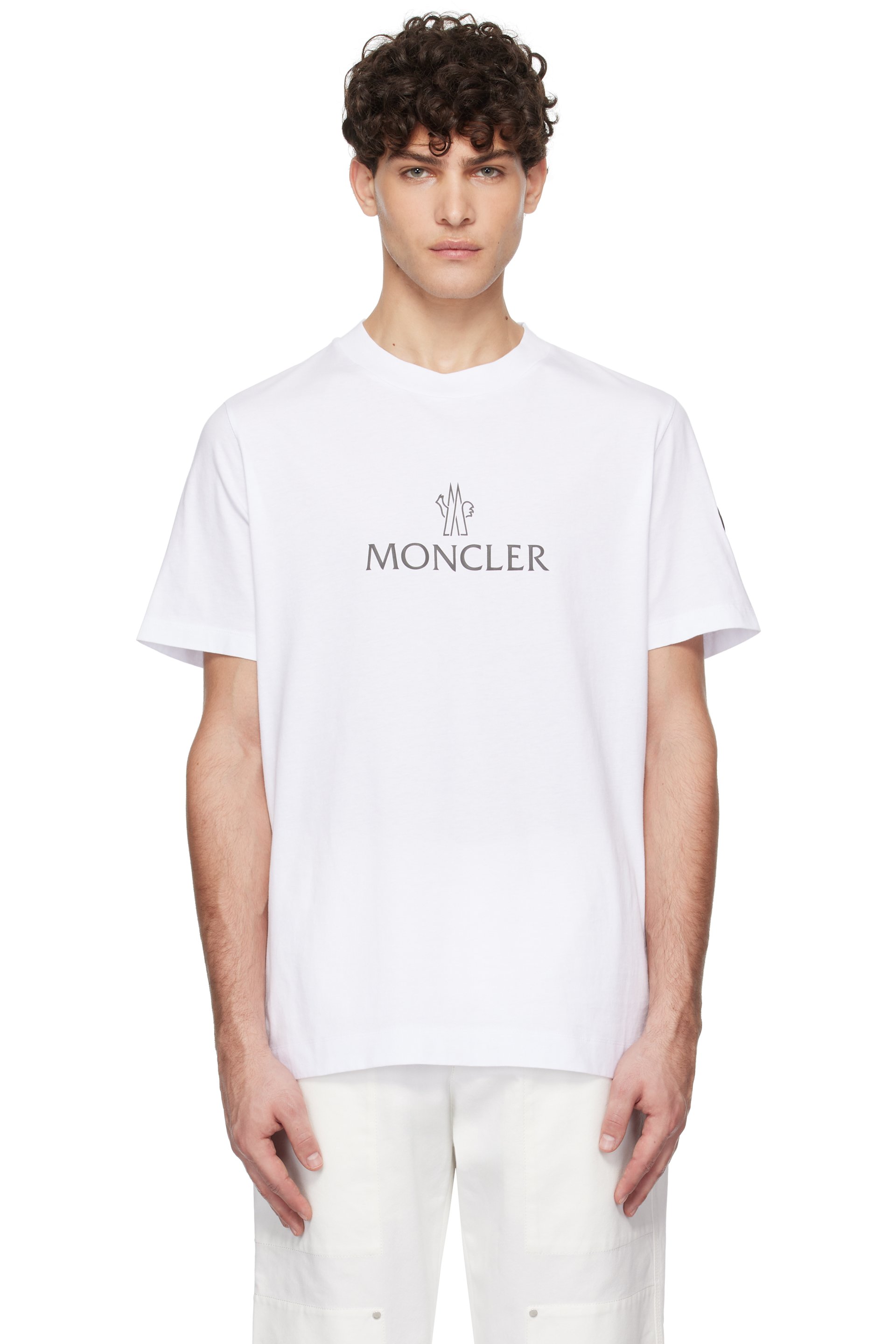 Moncler - ホワイト ロゴ コットン Tシャツ