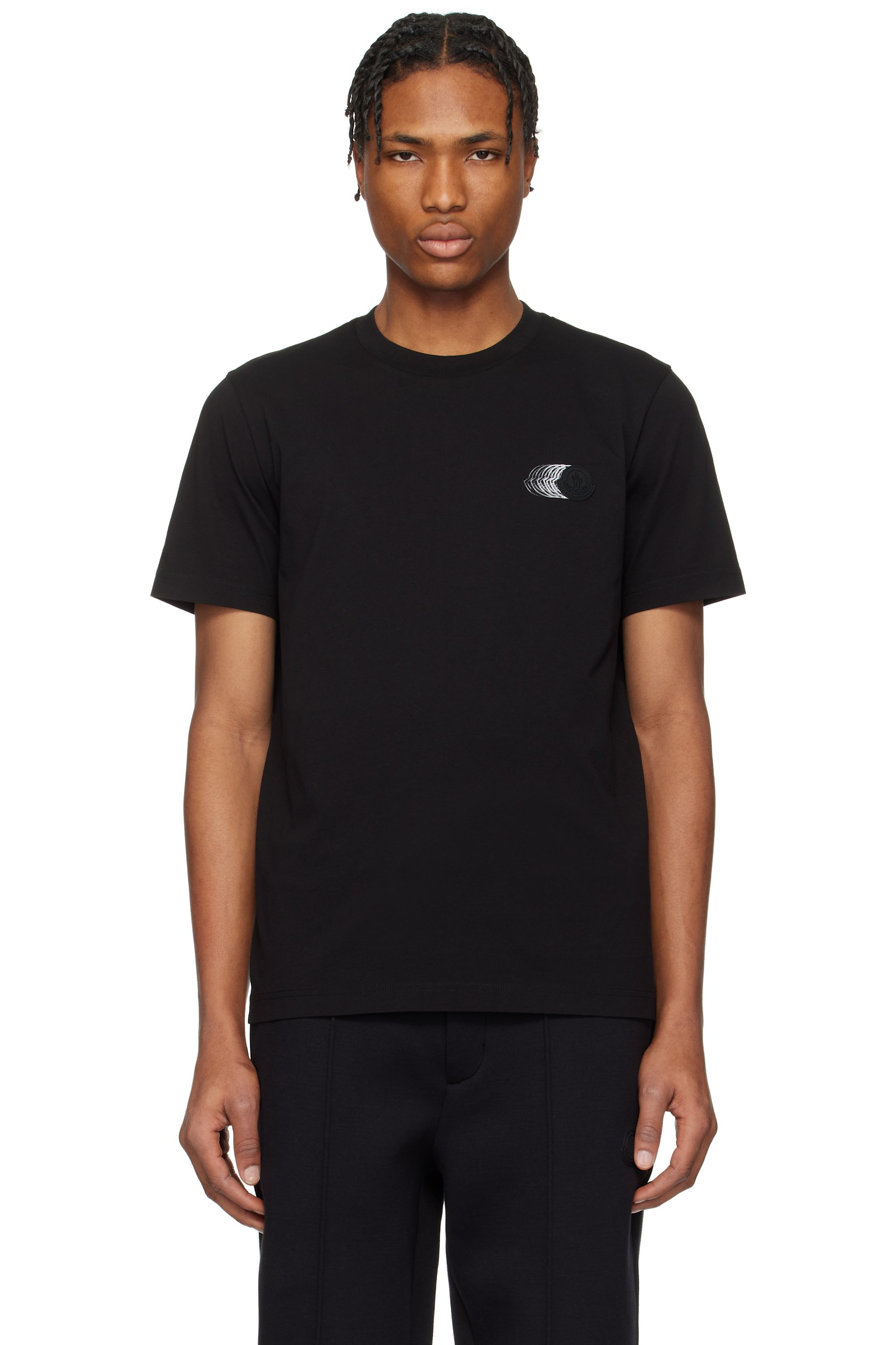 Moncler - ブラック フェード ロゴモチーフ コットン Tシャツ