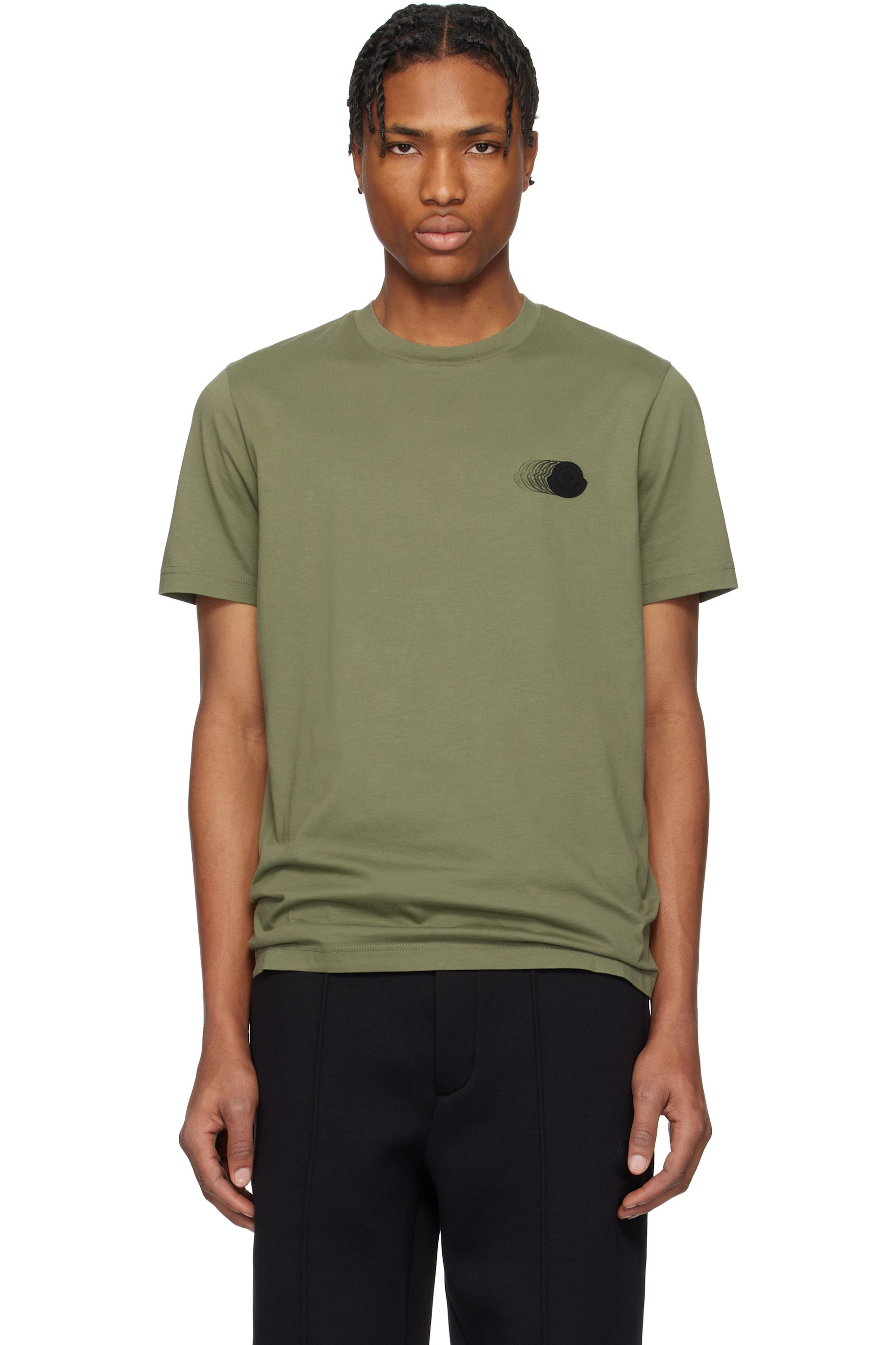 Moncler - グリーン フェード ロゴモチーフ コットン Tシャツ