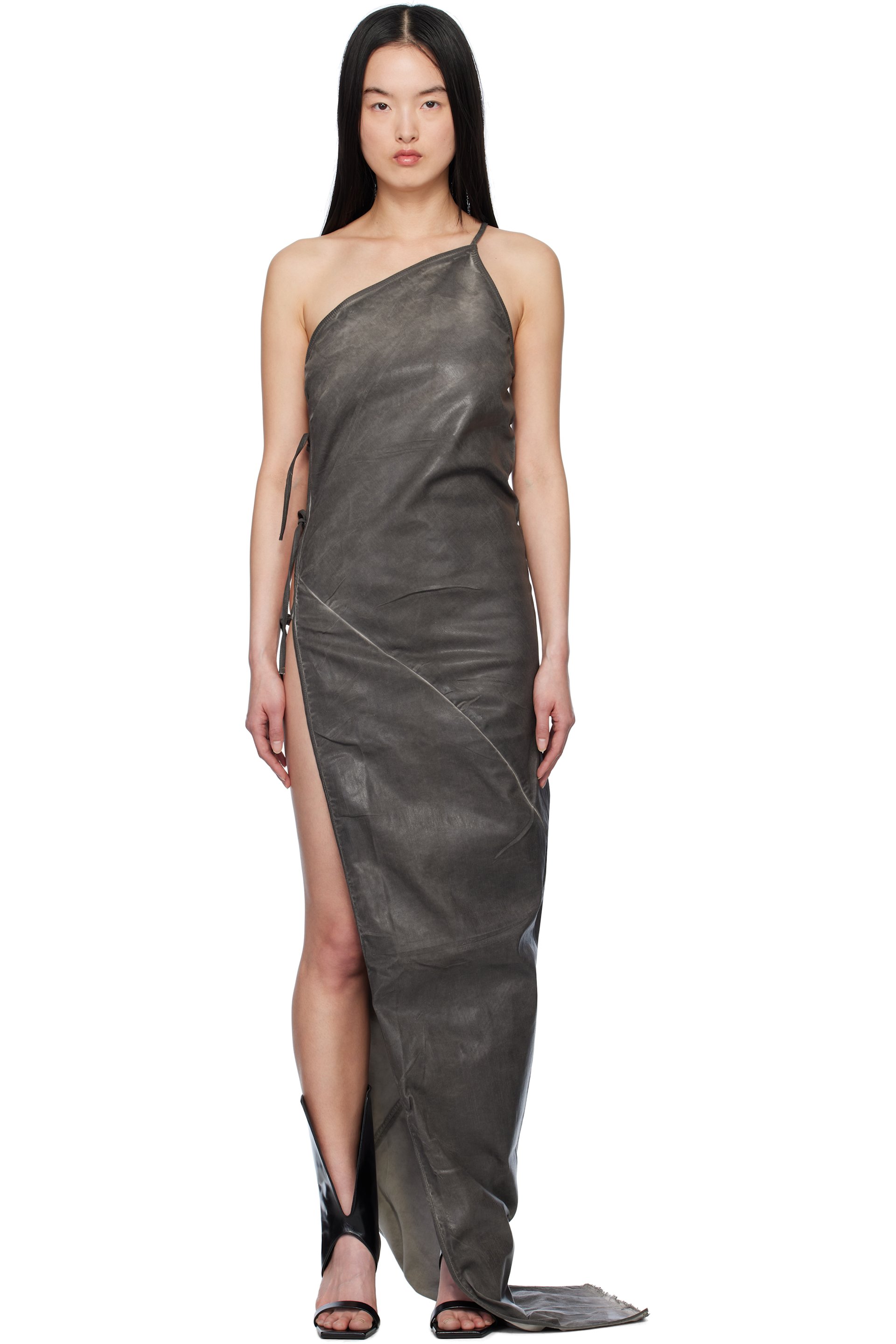 Rick Owens DRKSHDW - Robe longue Taco grise en denim surteint