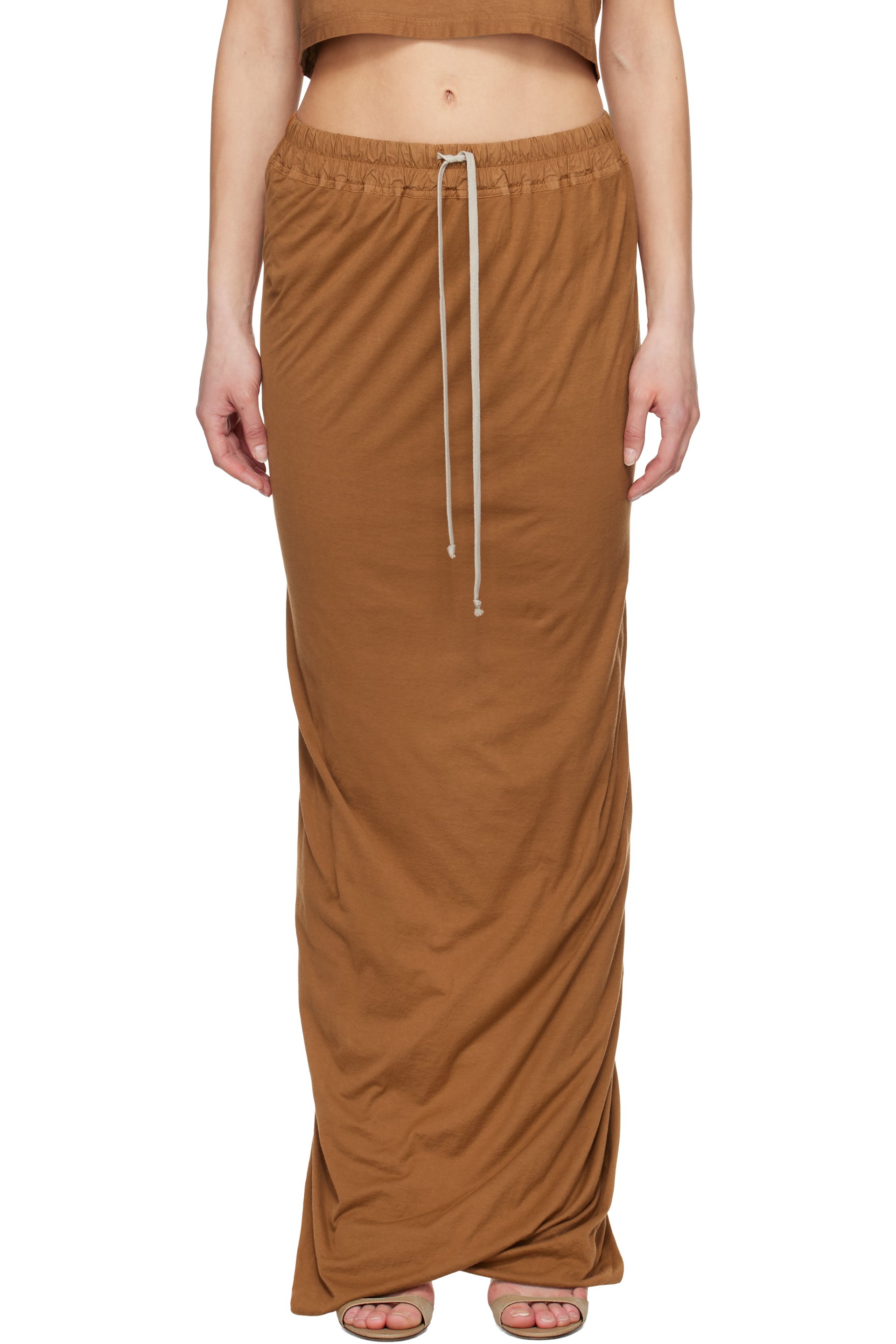 Rick Owens DRKSHDW - Jupe colonne longue à enfiler orange - Hollywood