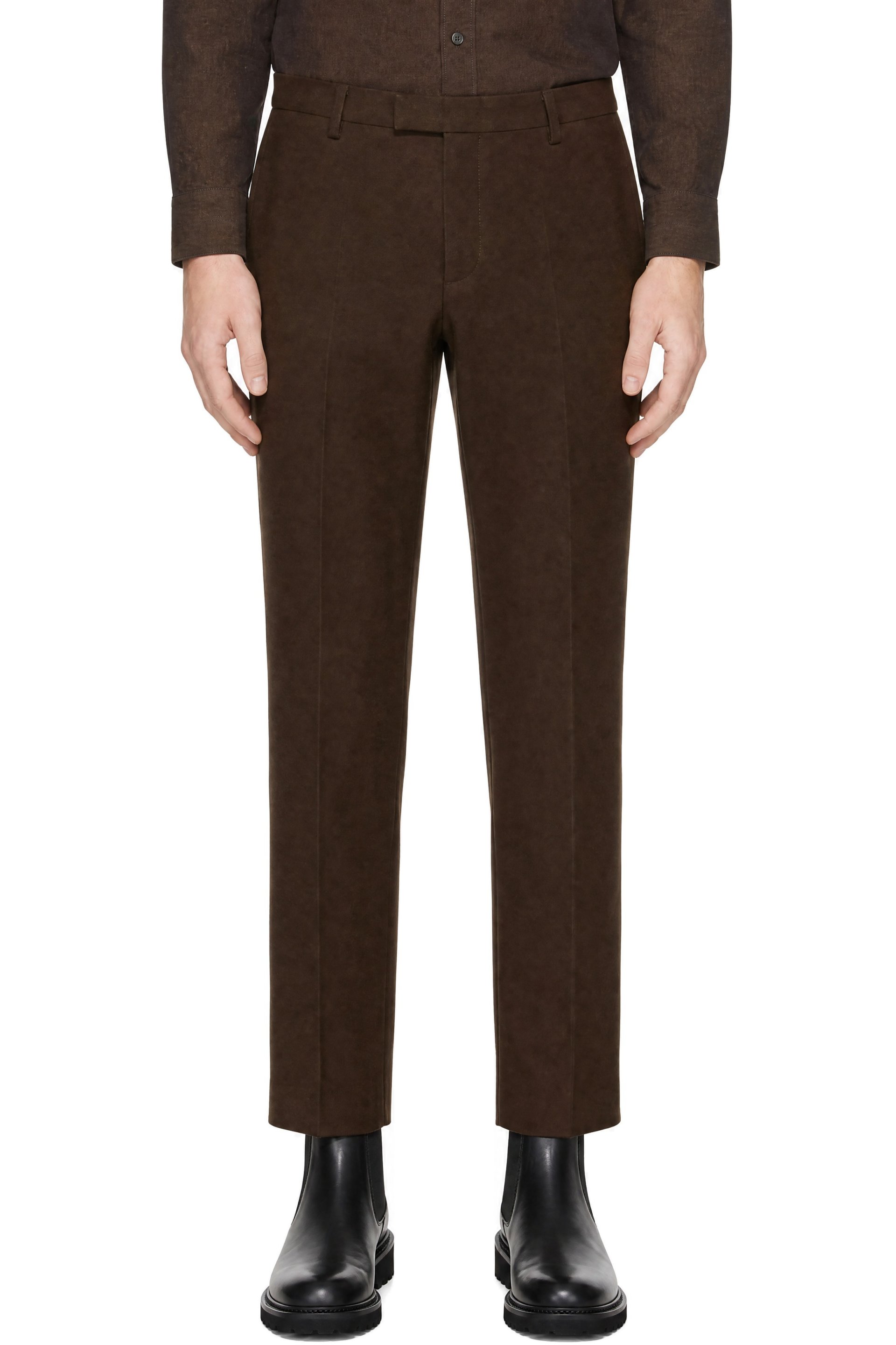 Sunspel - Brown Moleskin Regular Fit Trousers