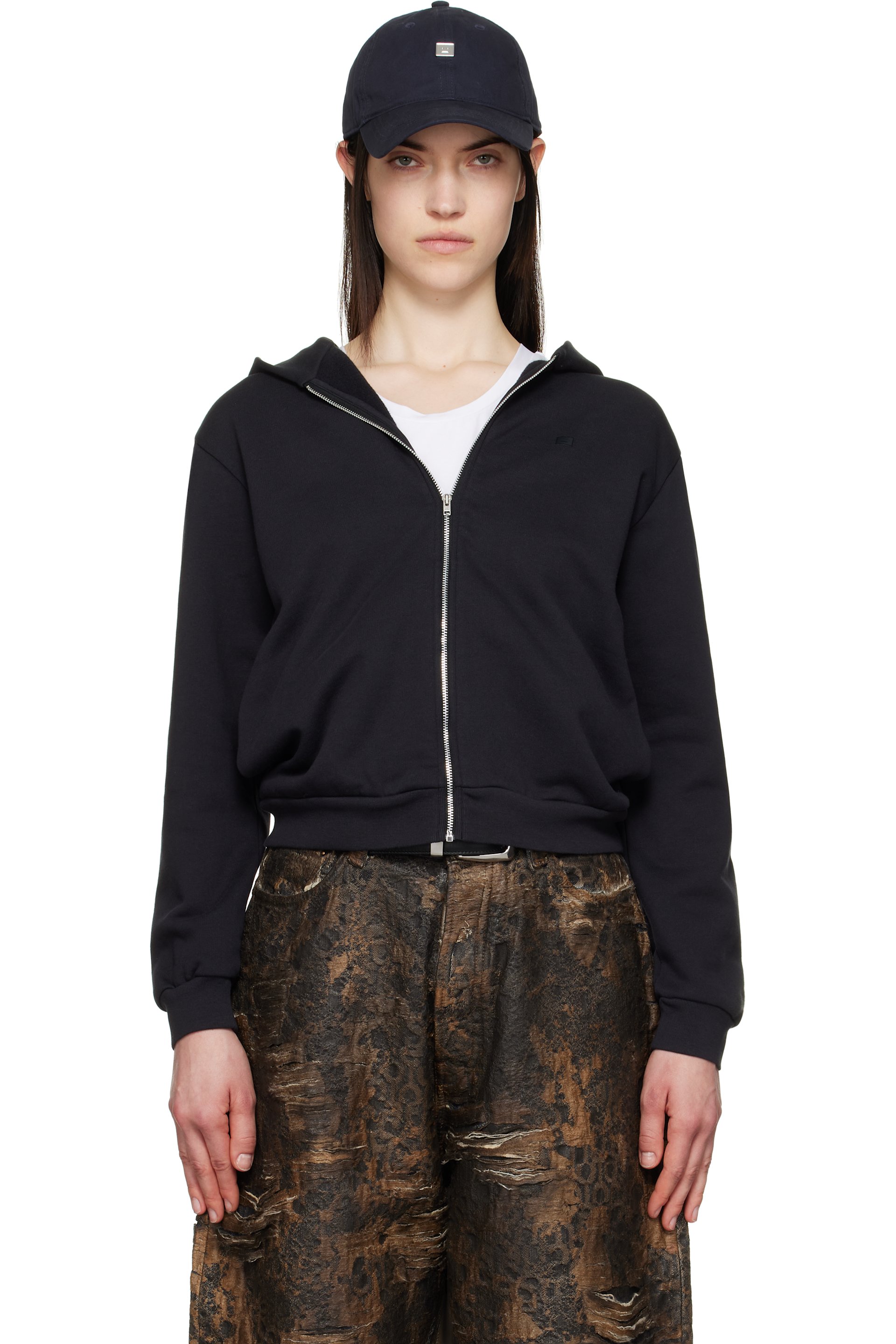 Acne Studios - Pull à capuche noir à glissière