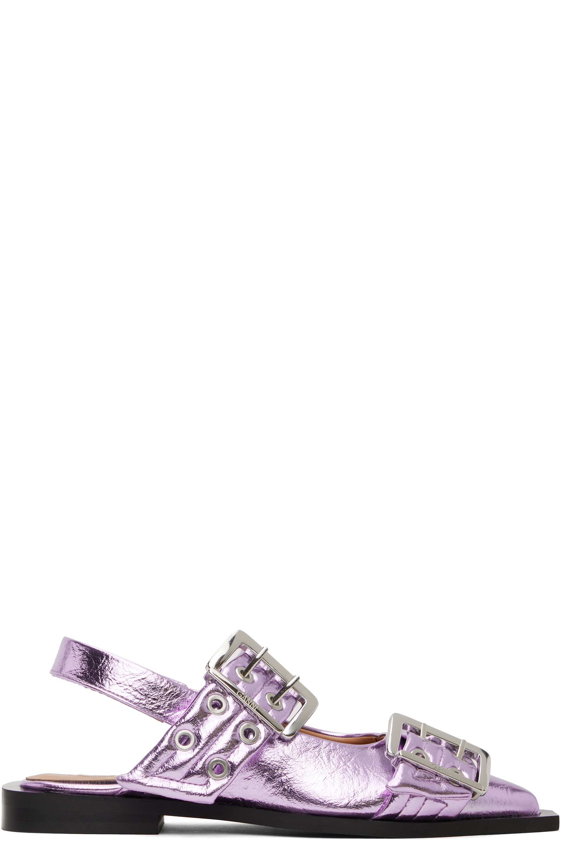GANNI - Chaussures mauves à boucles