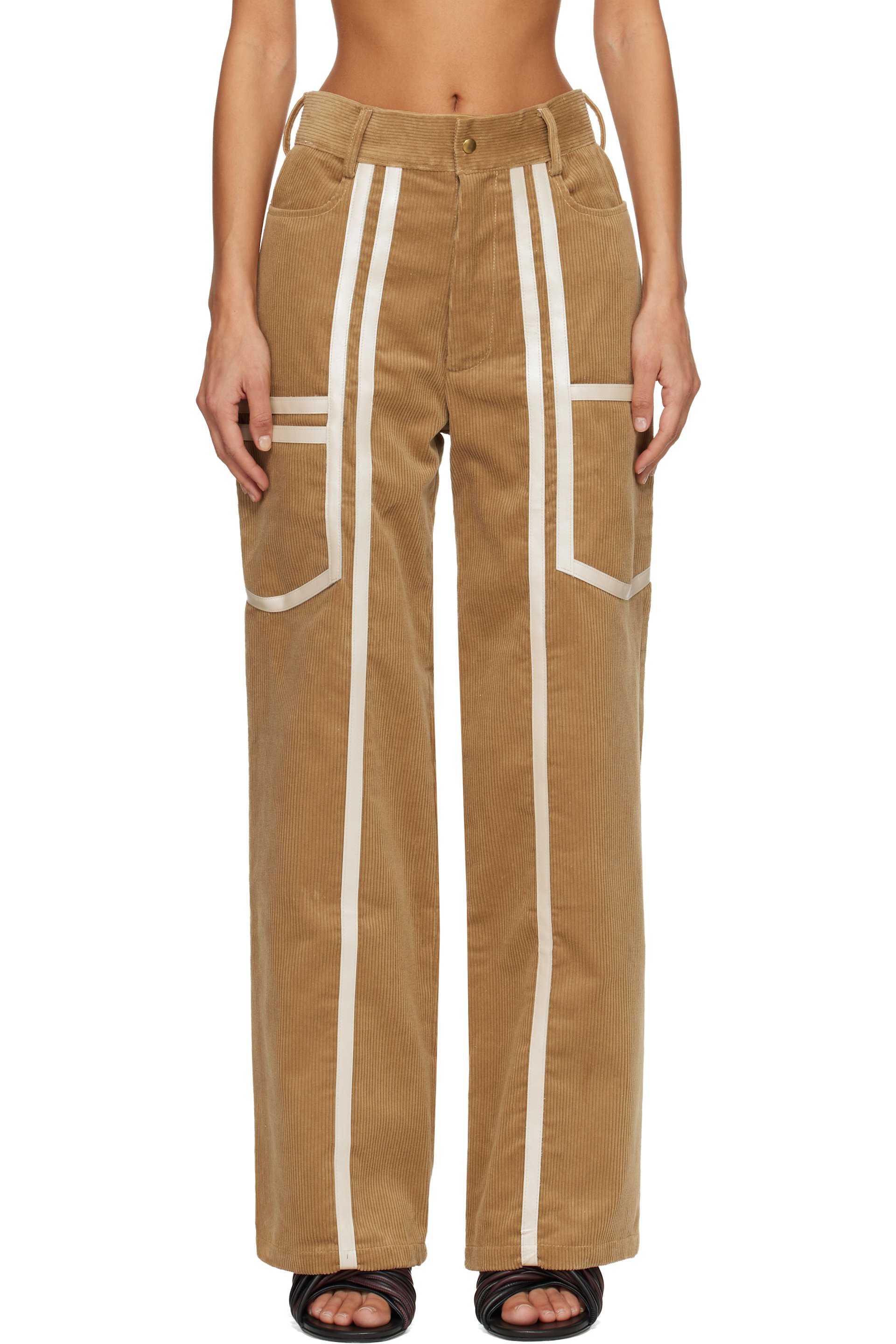 Stanley Raffington - Pantalon beige en velours côtelé