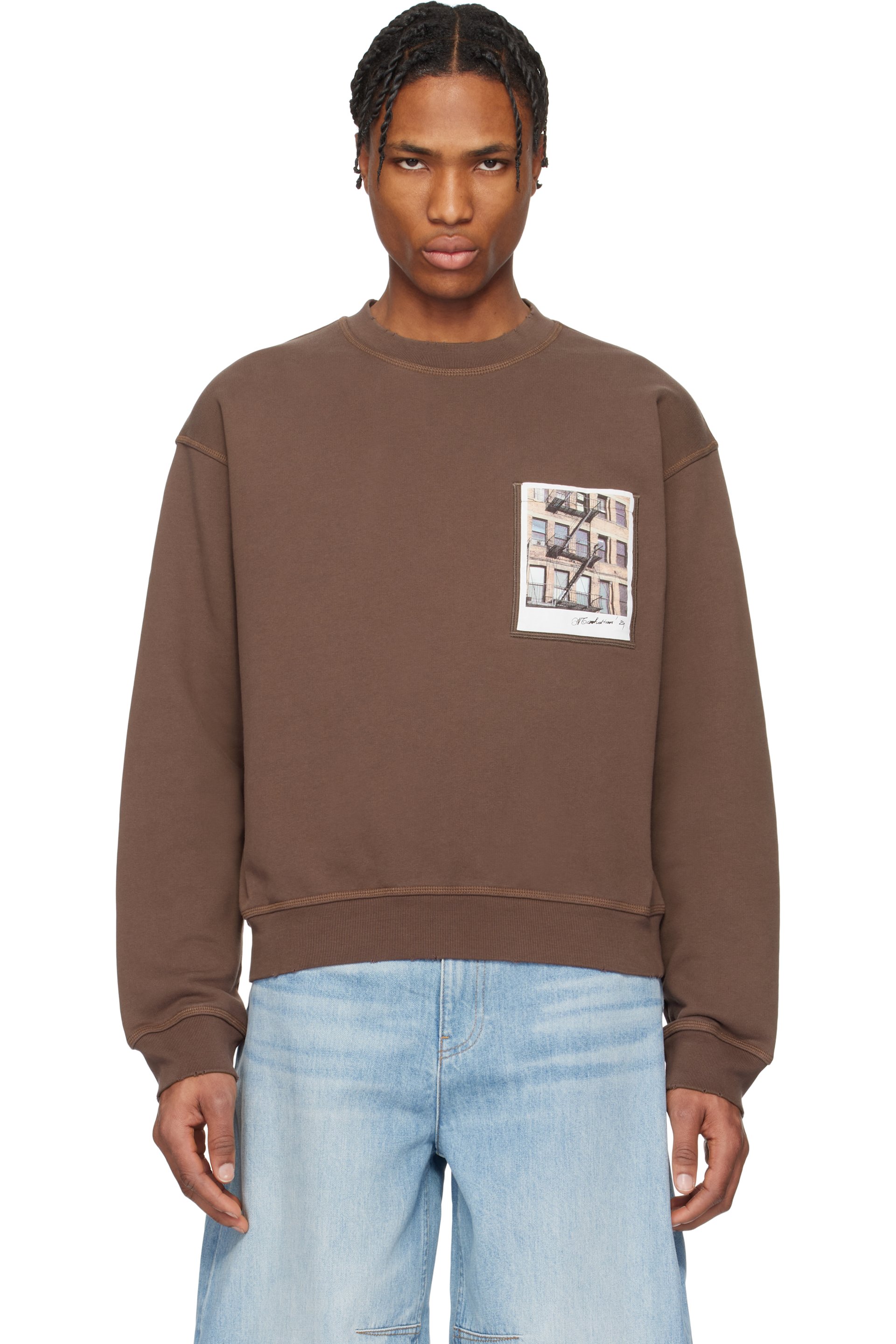 Helmut Lang - 棕色 Brooklyn Postcard 套头衫