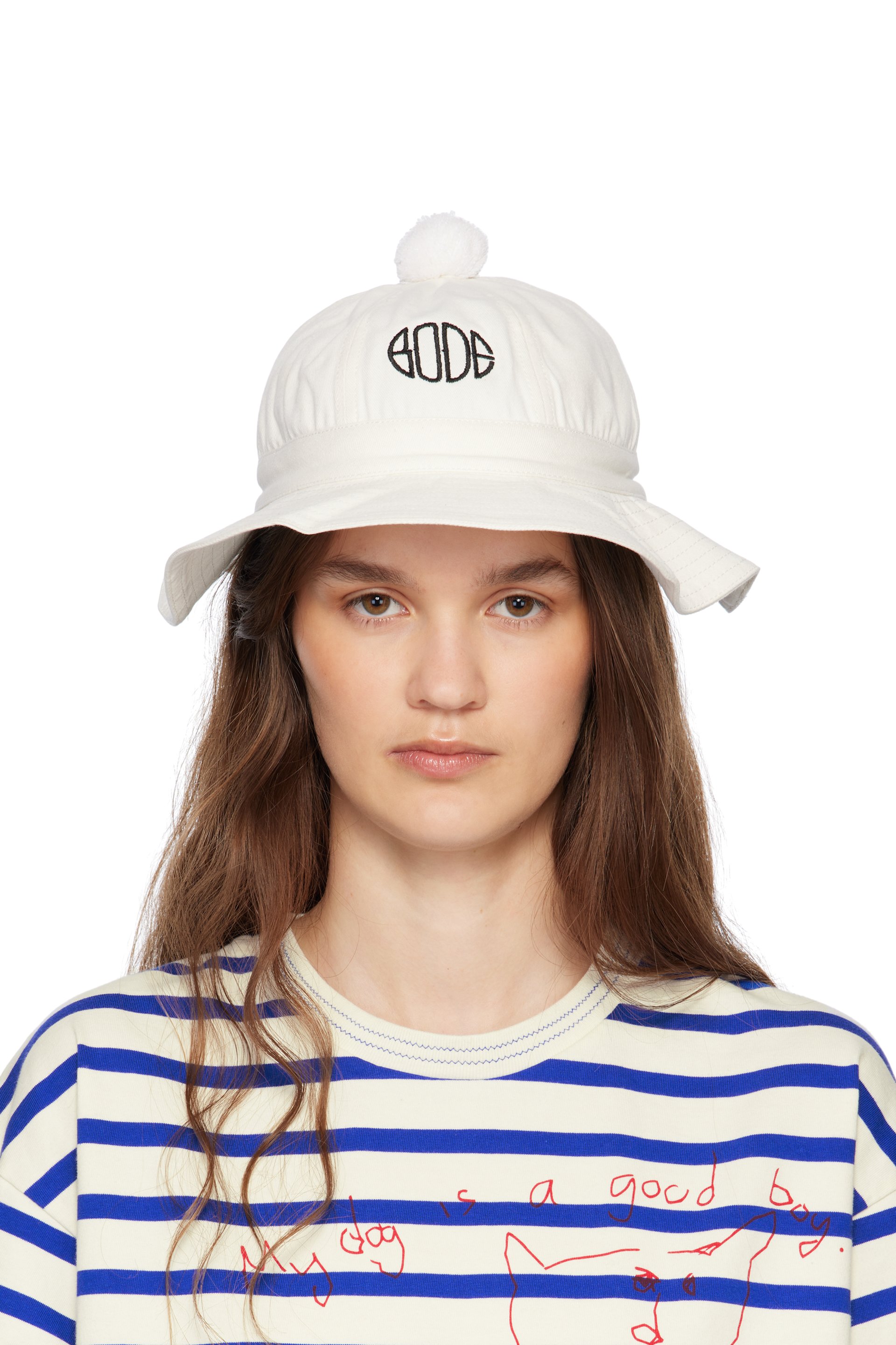 Bode - White Paneled Grandfather Bucket Hat