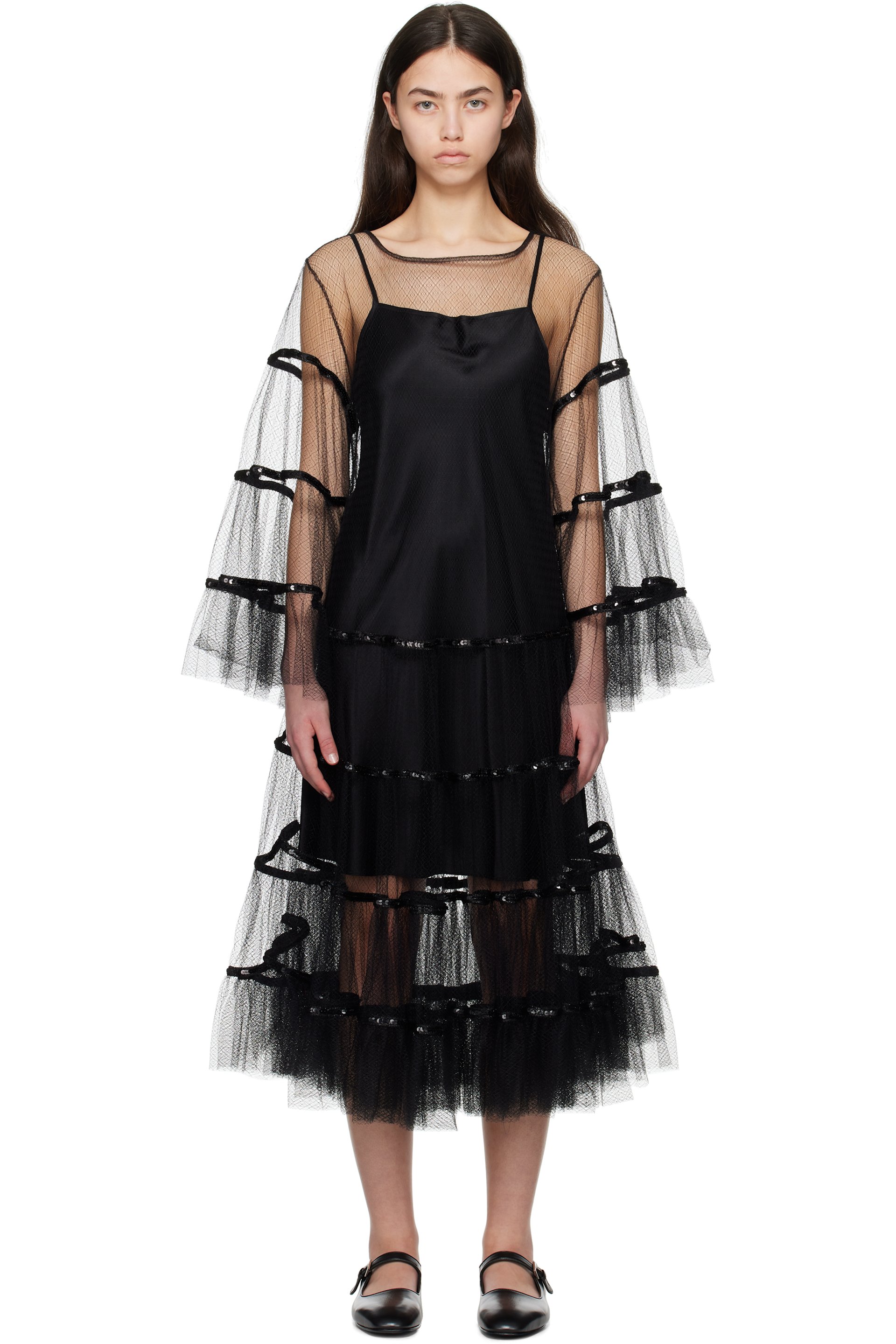 Bode - Black Swan Midi Dress