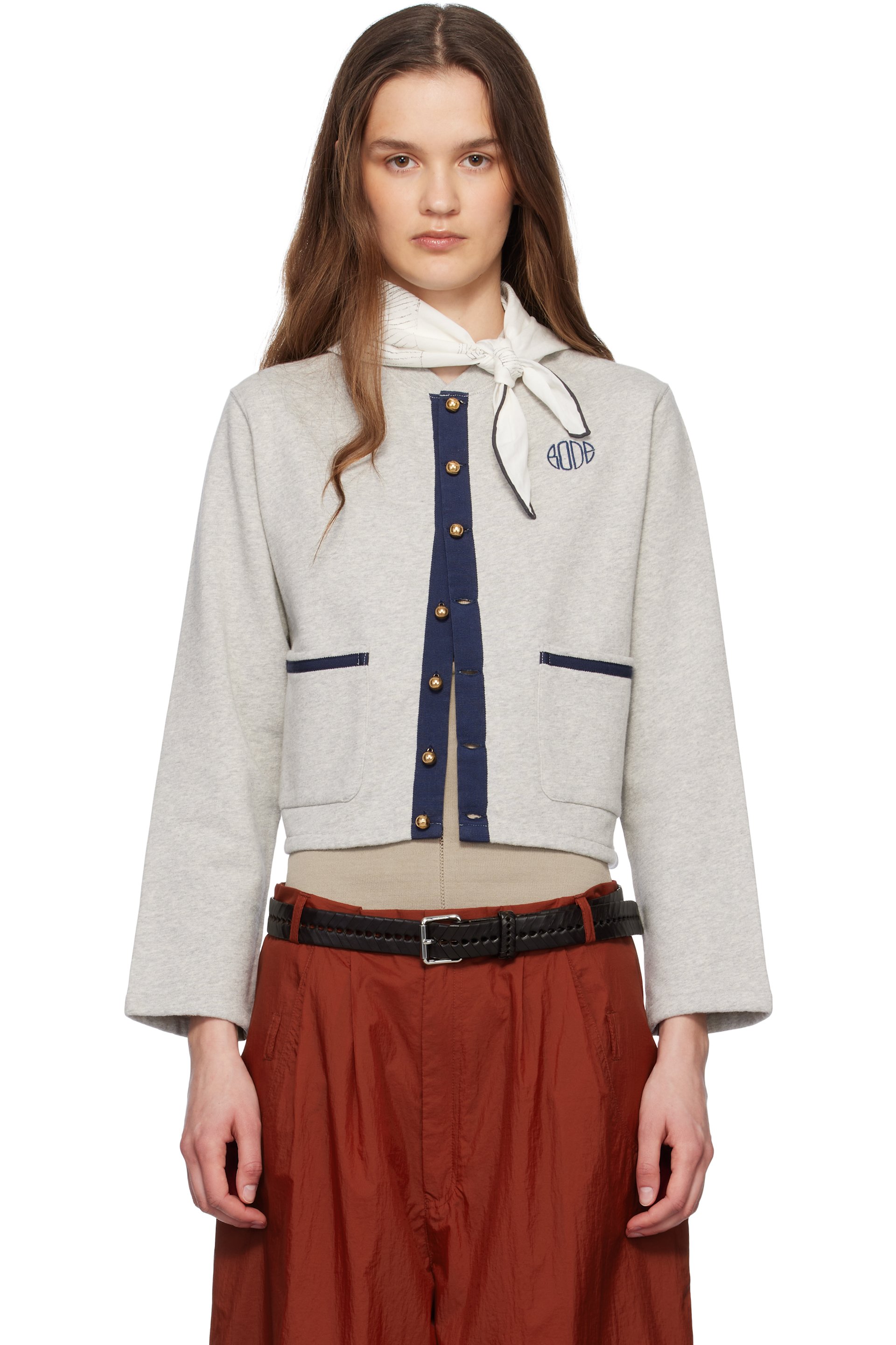 Bode - Gray Heathered Cardigan