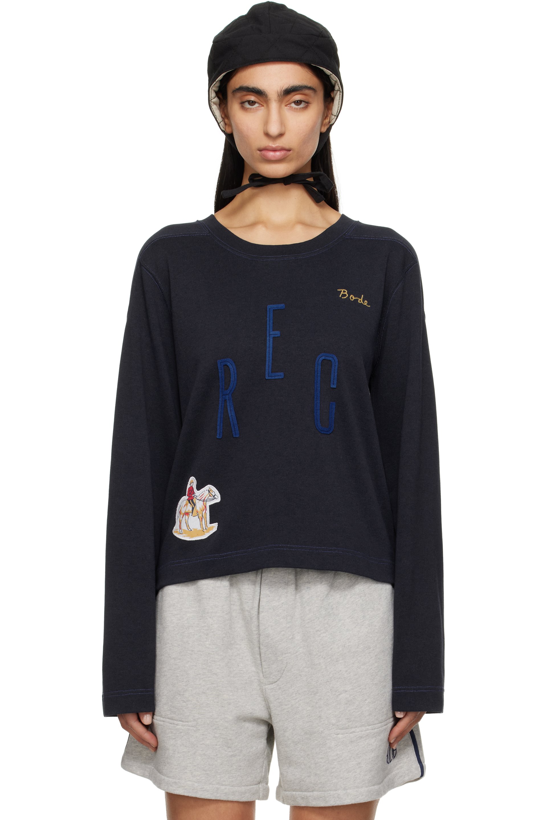 Bode - Navy 'Rec' Pullover Sweatshirt