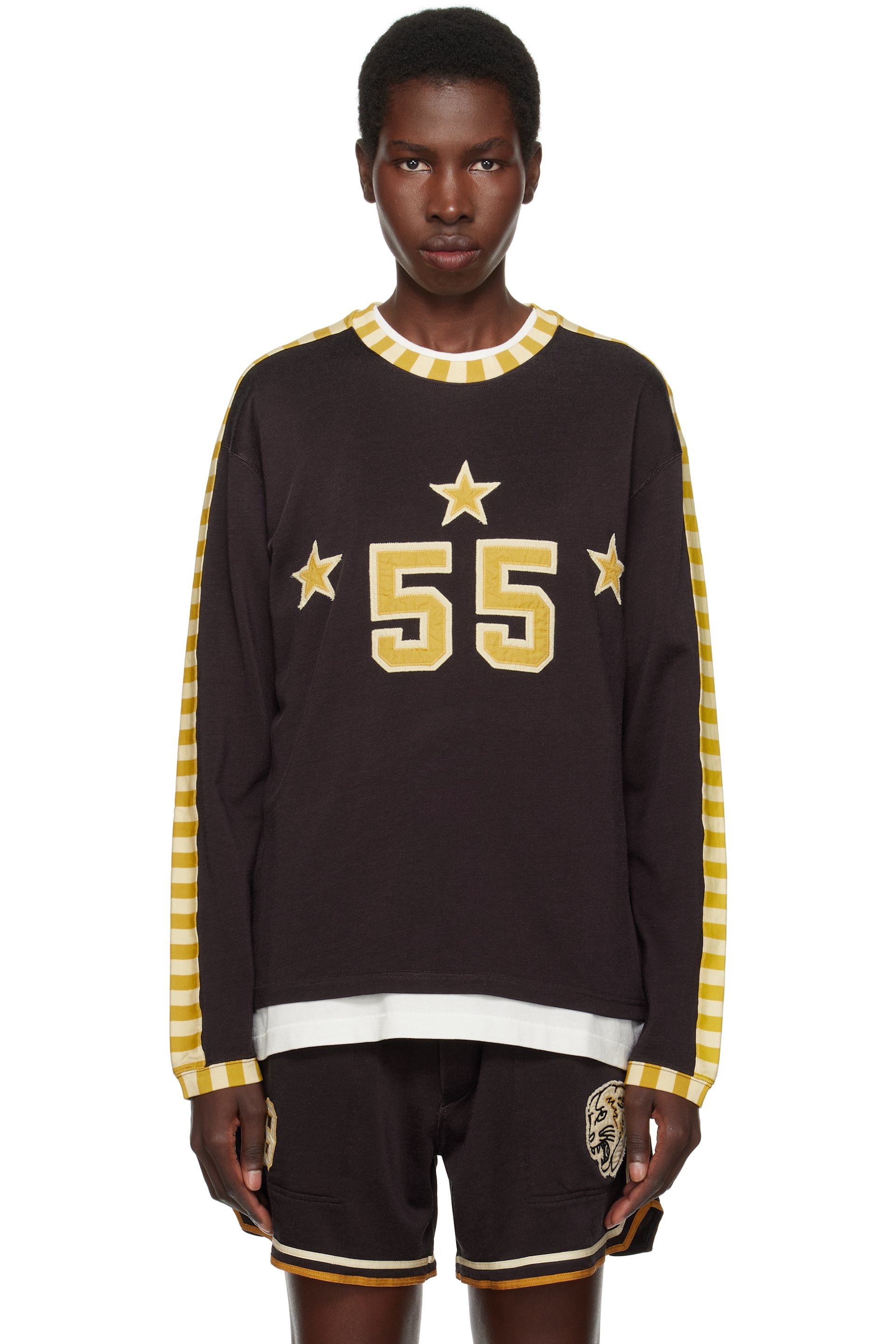 Bode - Brown Medalist Appliqué Long Sleeve T-shirt