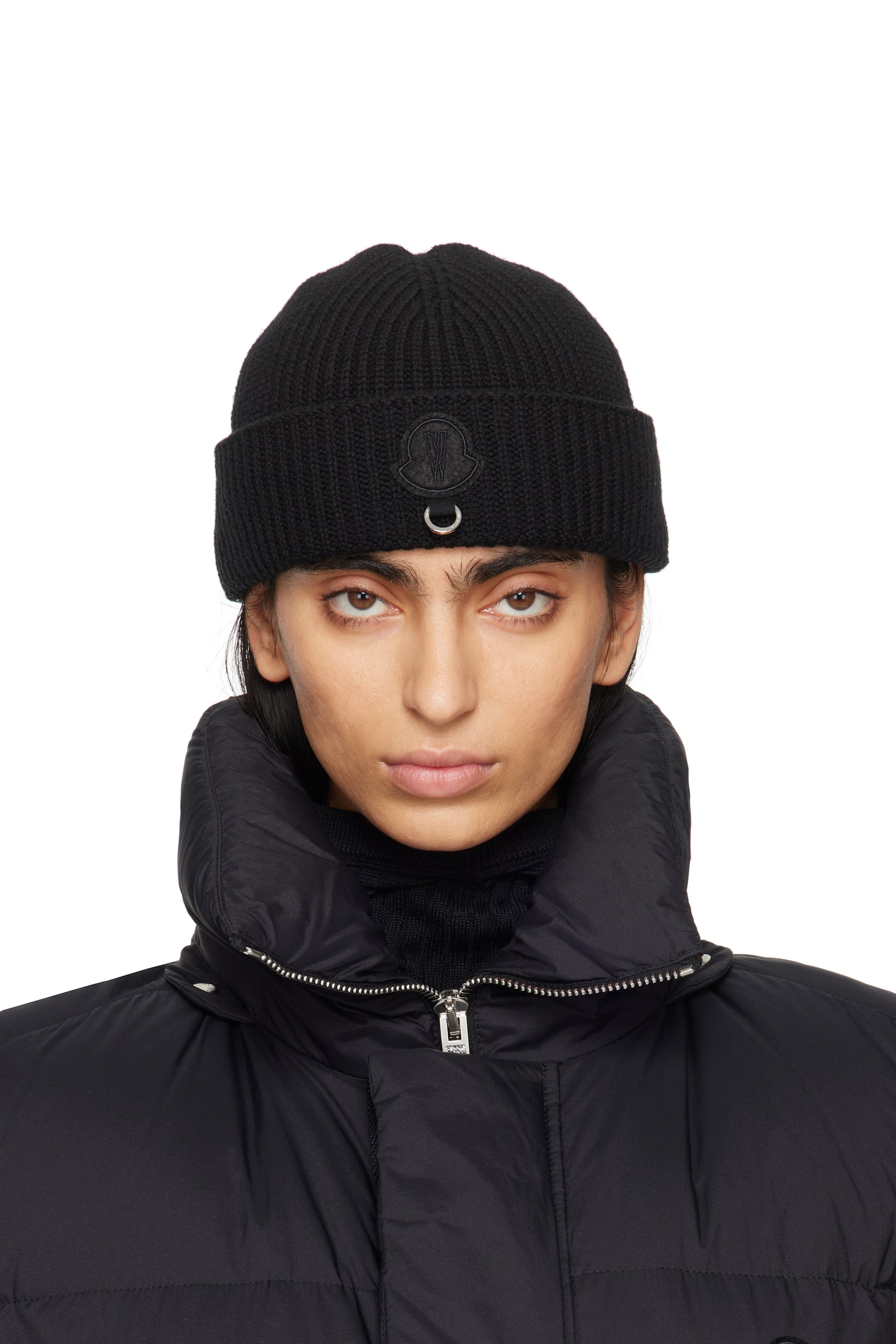 Moncler Genius - Bonnet noir en laine - Moncler x Willow Smith