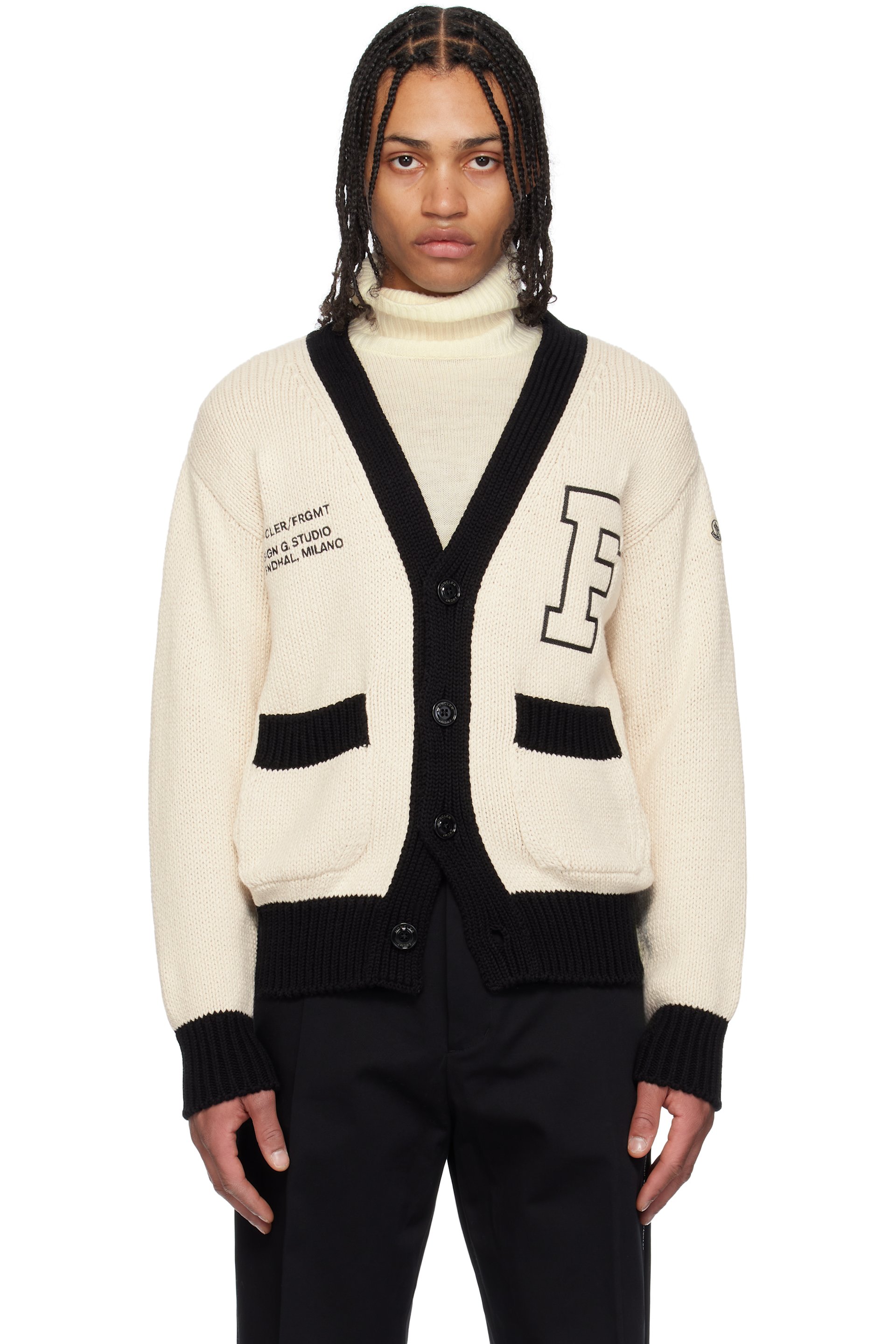 Moncler Genius - Moncler x FRGMT Hiroshi Fujiwara Off-White Embroidered Cotton Cardigan