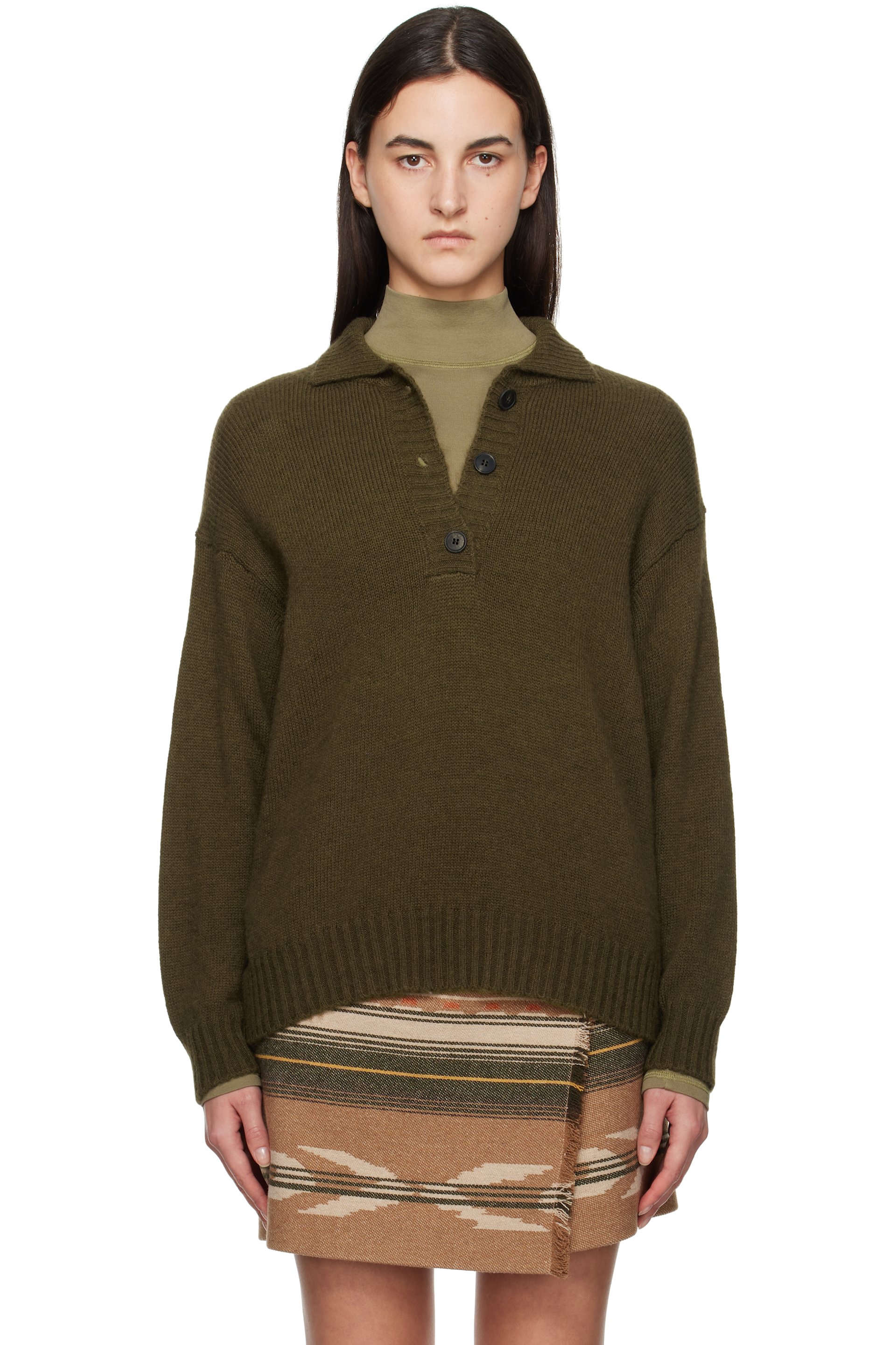 Weekend Max Mara - カーキ Sabato ニットポロシャツ