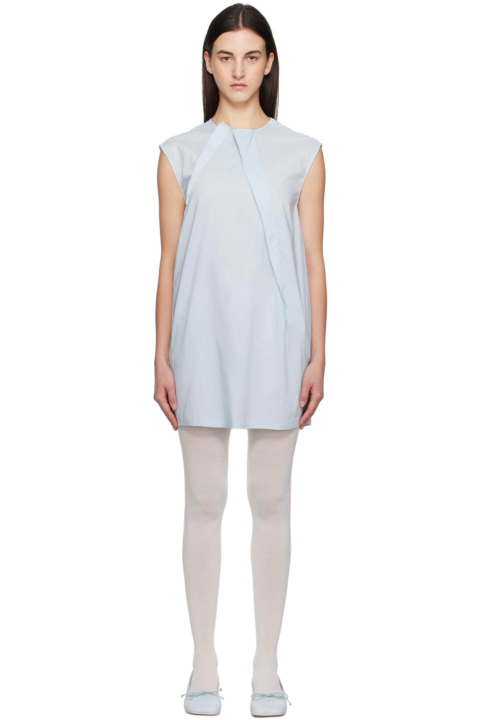 MM6 Maison Margiela - Robe courte bleue à plis