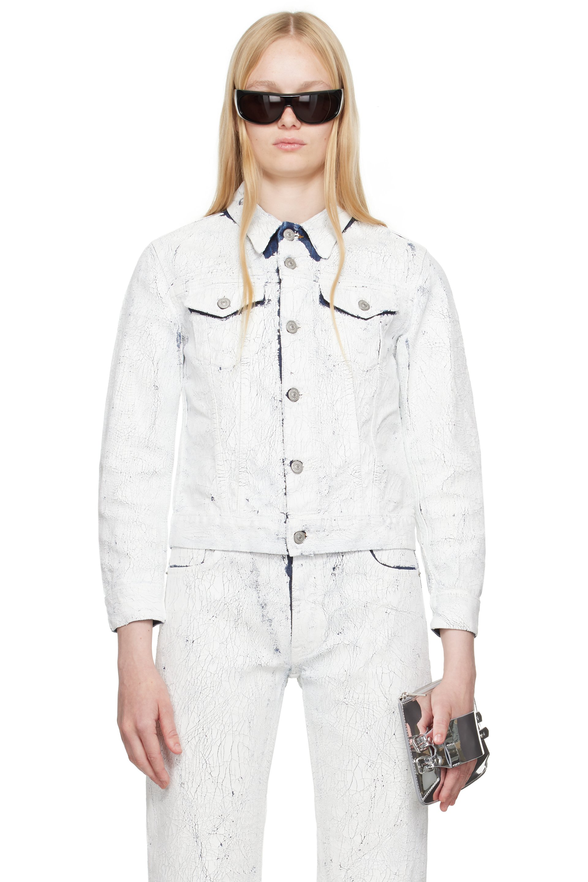 MM6 Maison Margiela - Blouson blanc et bleu marine en denim