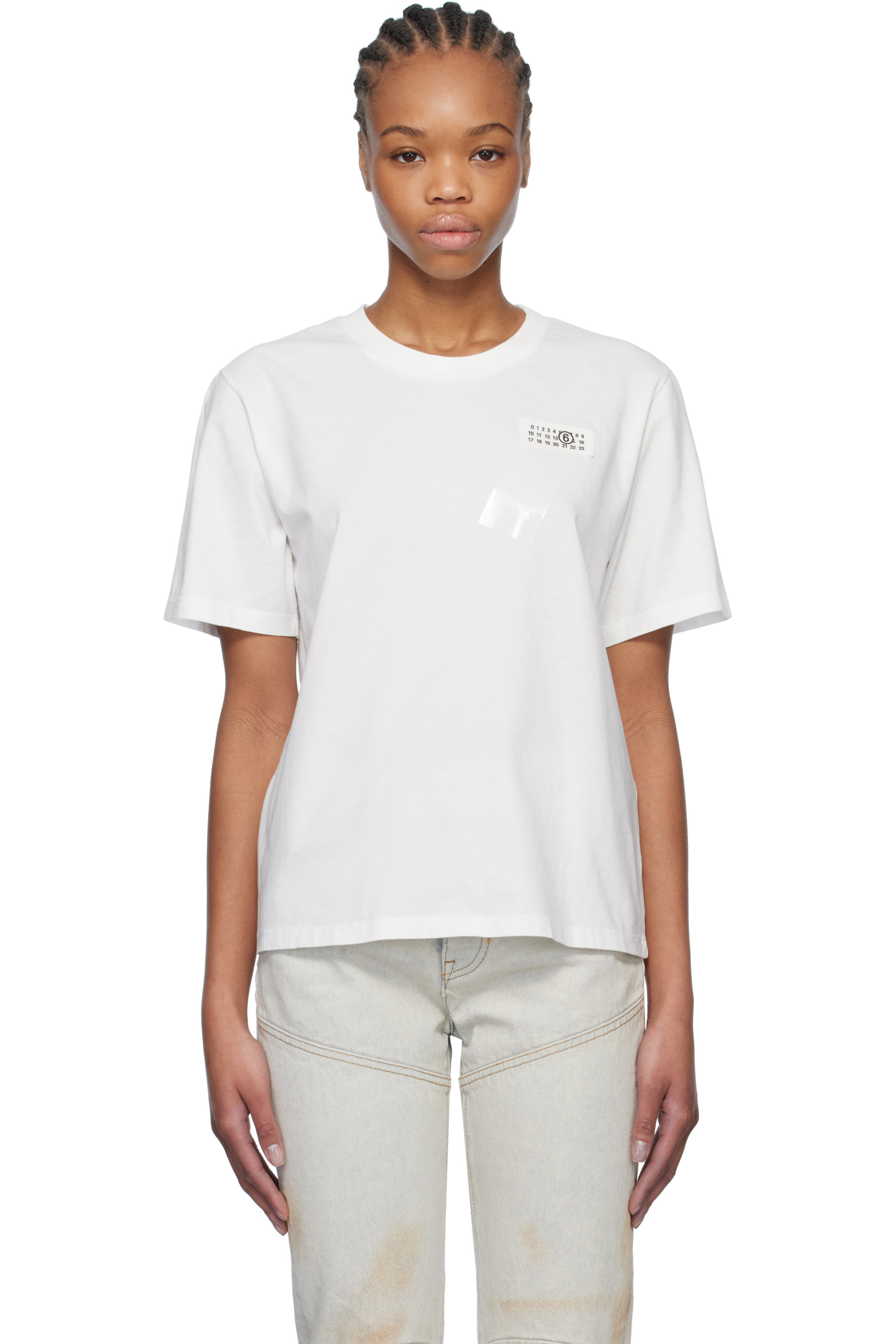MM6 Maison Margiela - White Taped Logo T-shirt