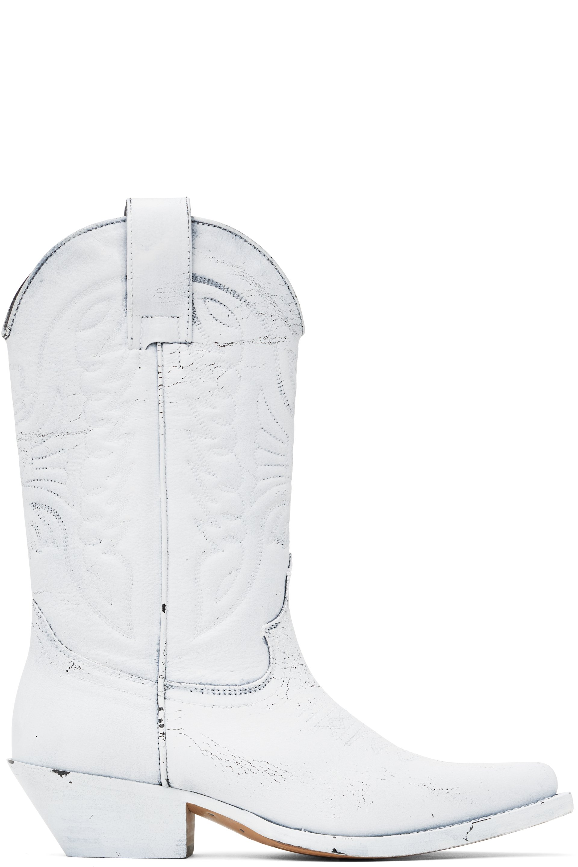 MM6 Maison Margiela - White Painted Cowboy Boots