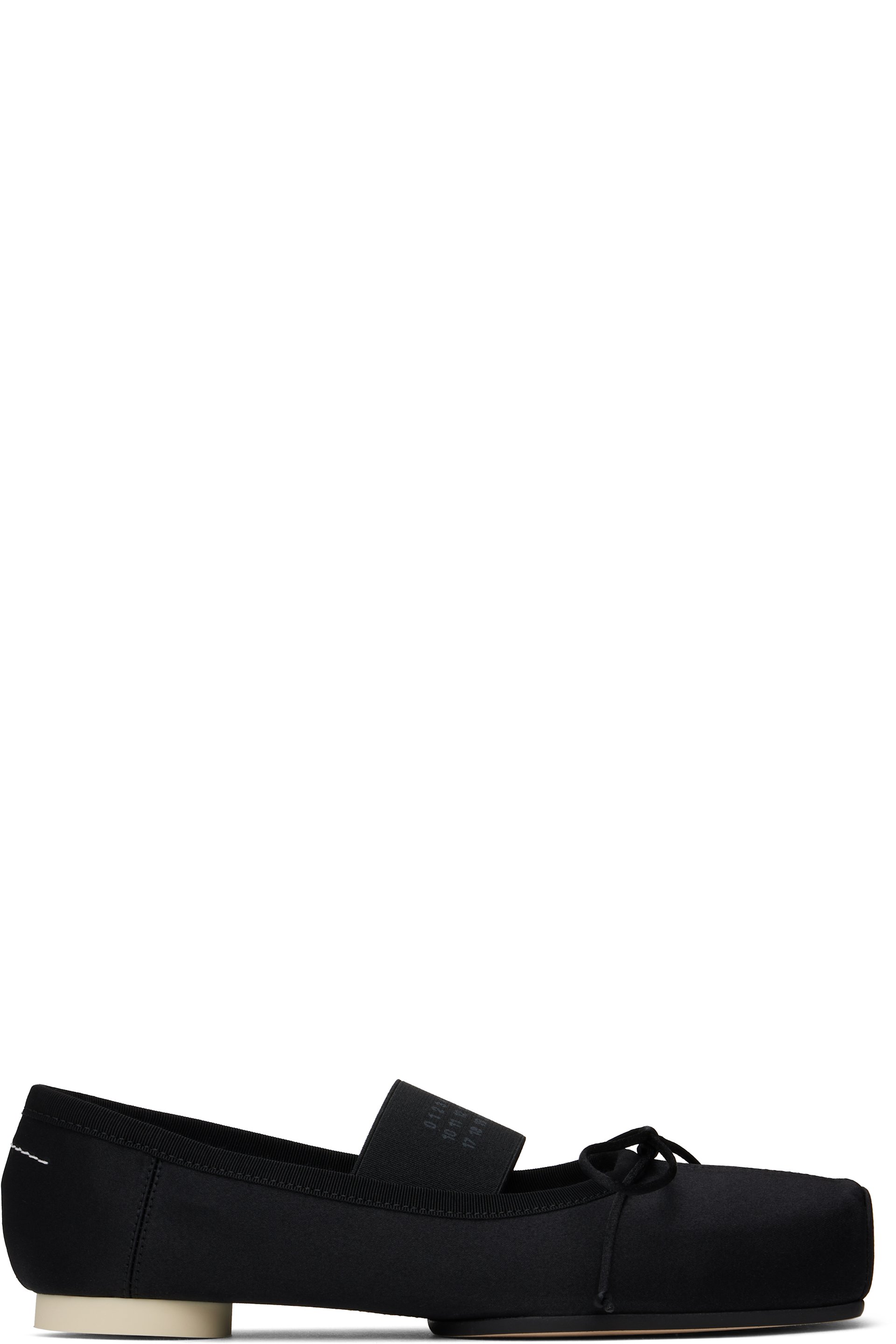 MM6 Maison Margiela - Ballerines noires en satin à logo et à bout de style pointe