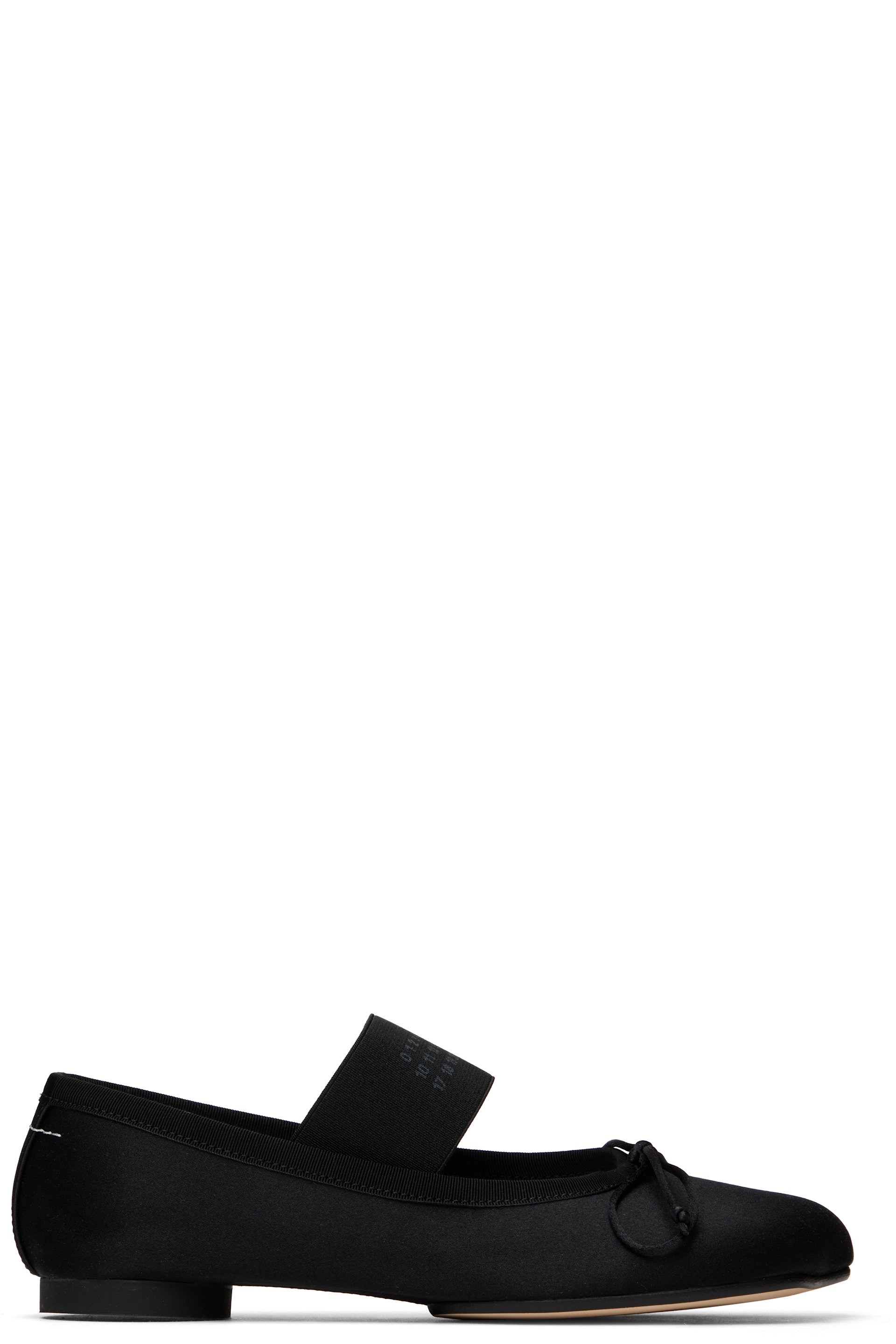MM6 Maison Margiela - Black Satin Anatomic Logo Ballerina Flats
