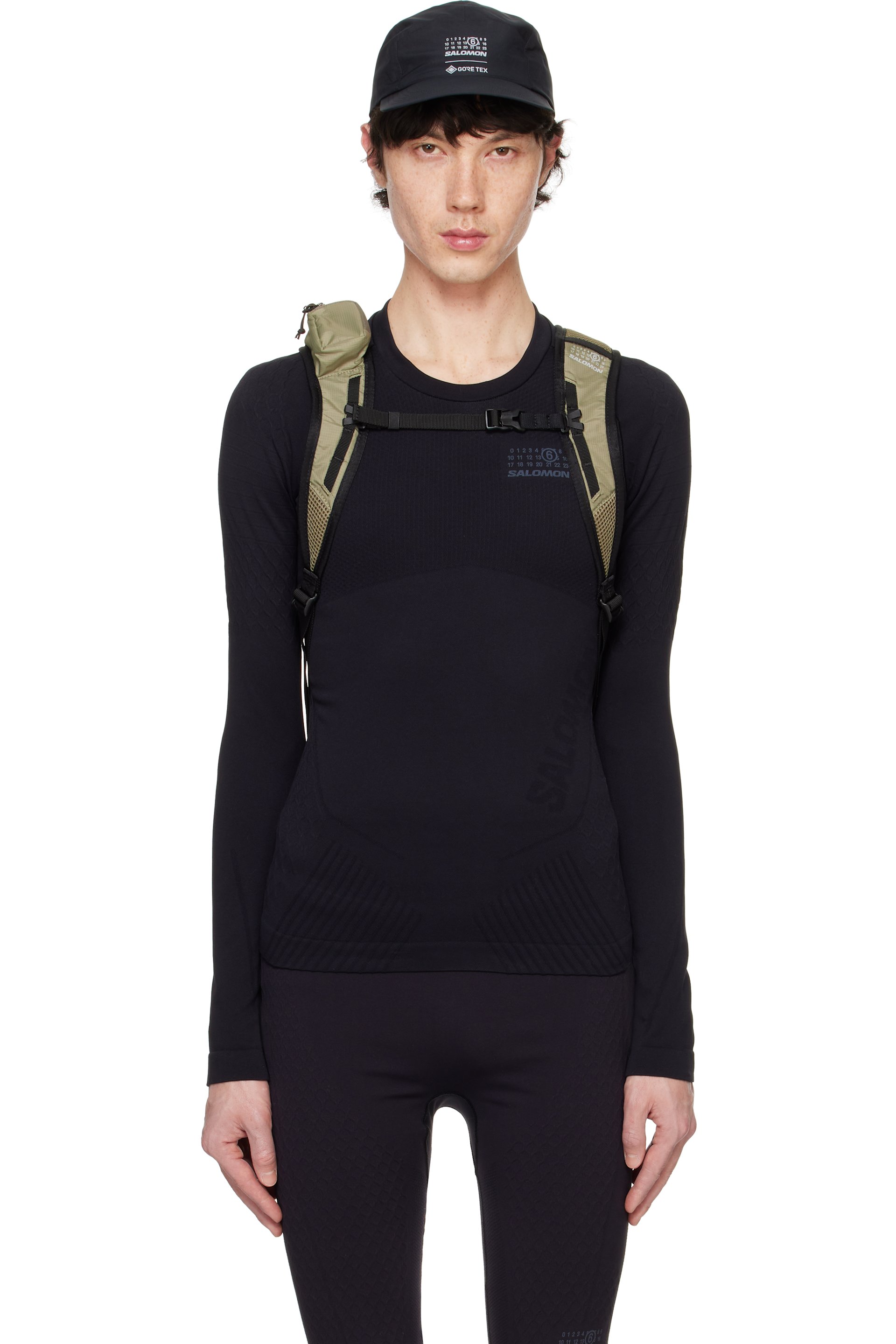 MM6 Maison Margiela - T-shirt noir à ornements texturés édition Salomon
