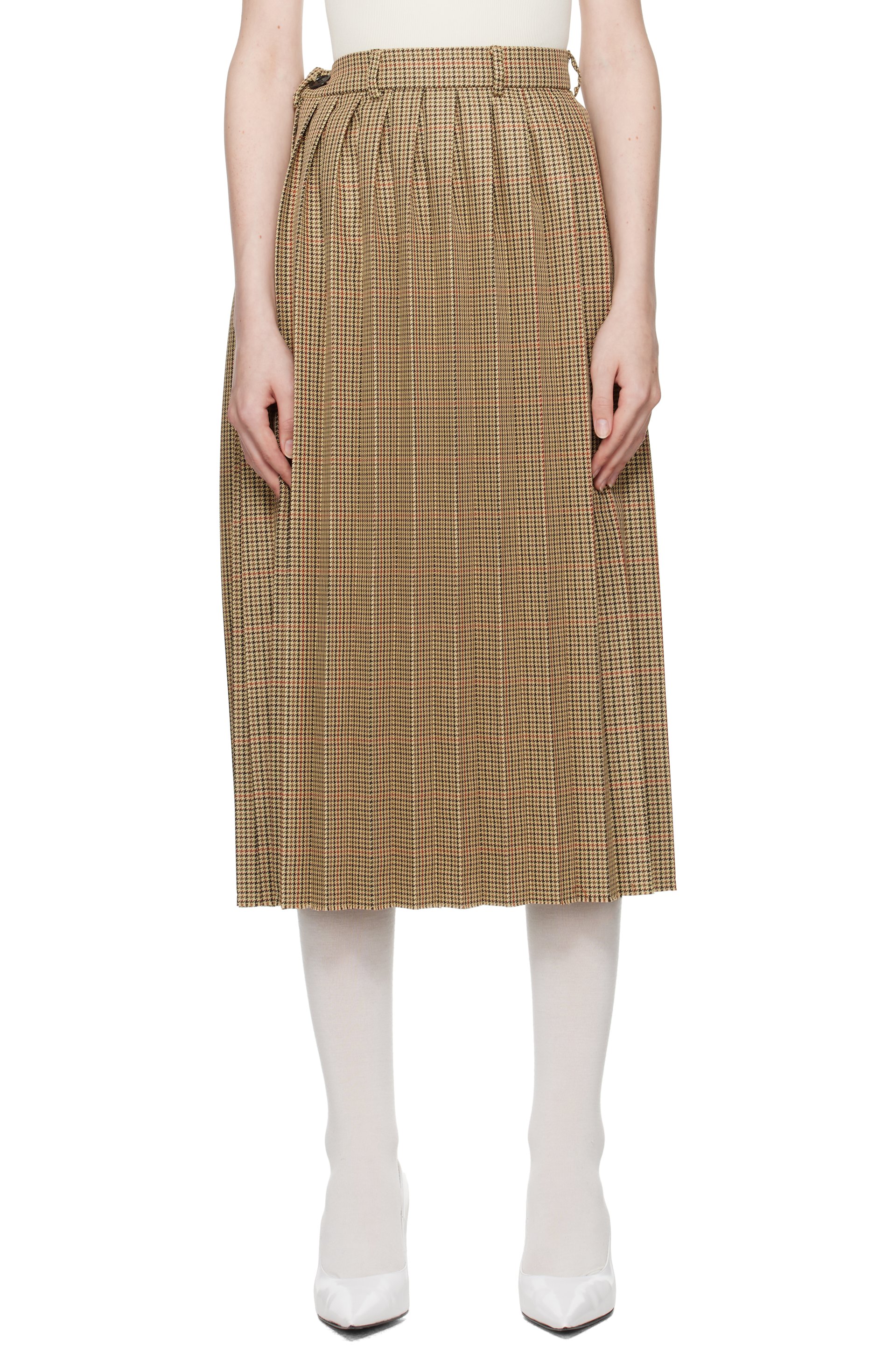 MARIE ADAM-LEENAERDT - Jupe midi beige à plis