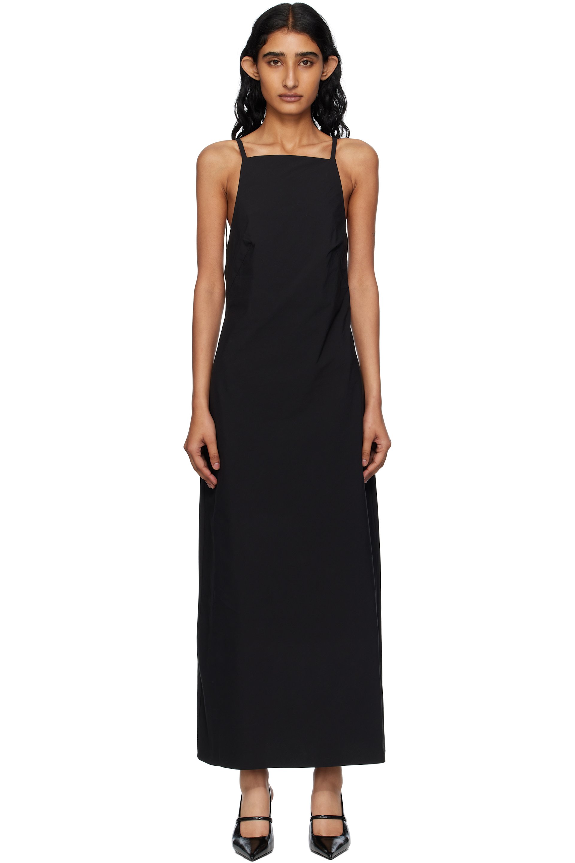 St. Agni - Robe midi coupée sur le biais noire