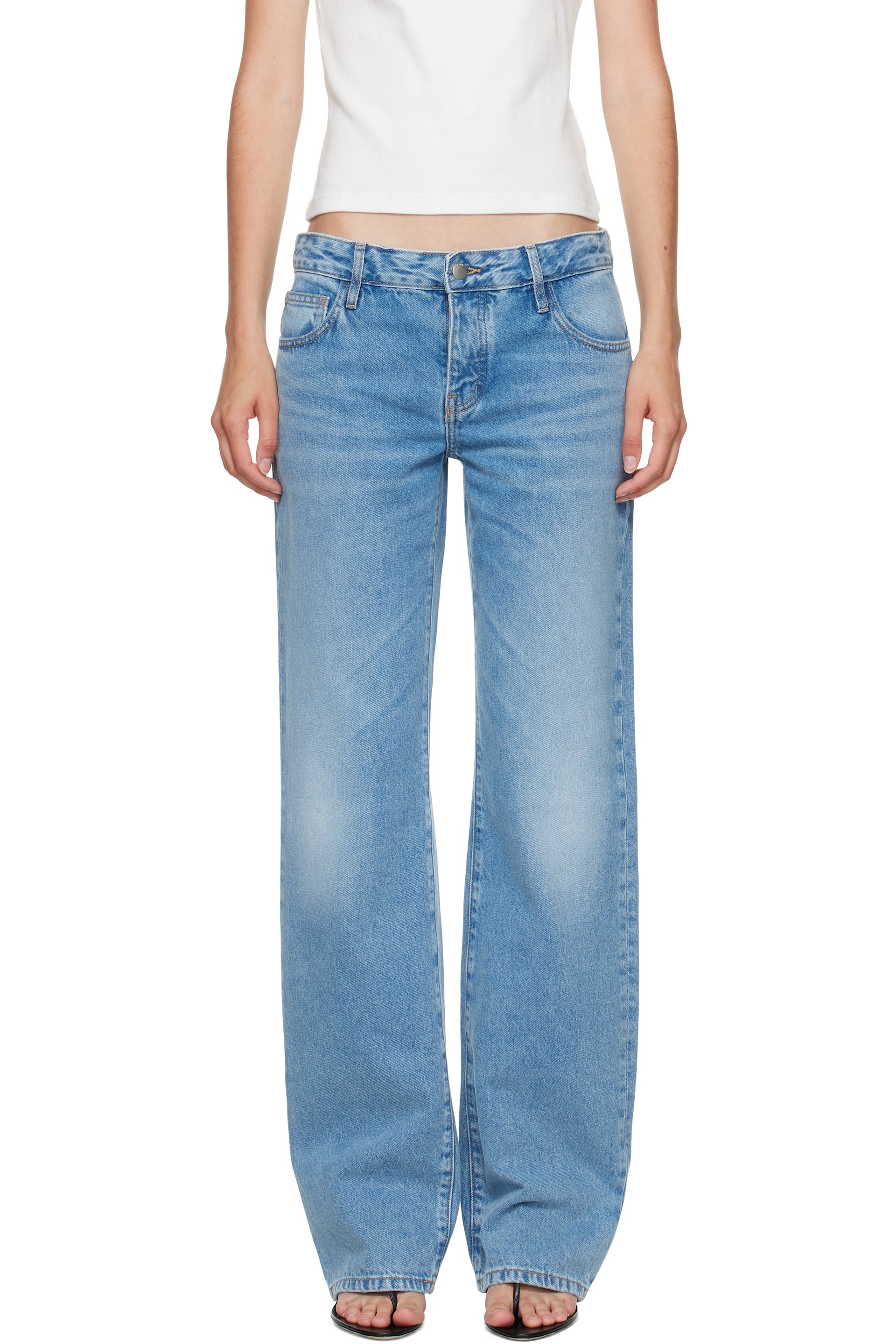 St. Agni - Jean bouffant bleu à taille mi-haute édition Outland Denim