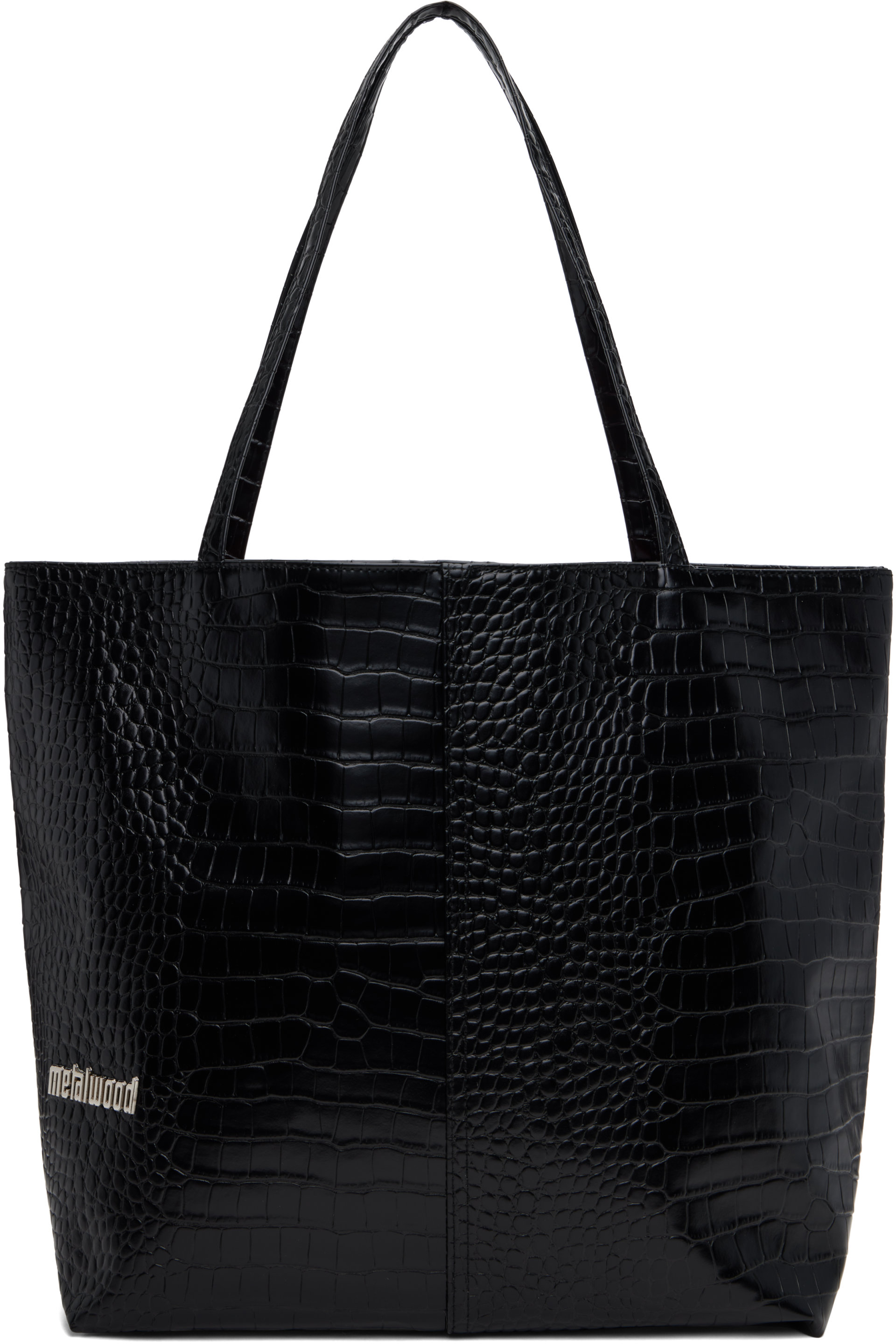 Metalwood Studio - Black Faux Croc Tote