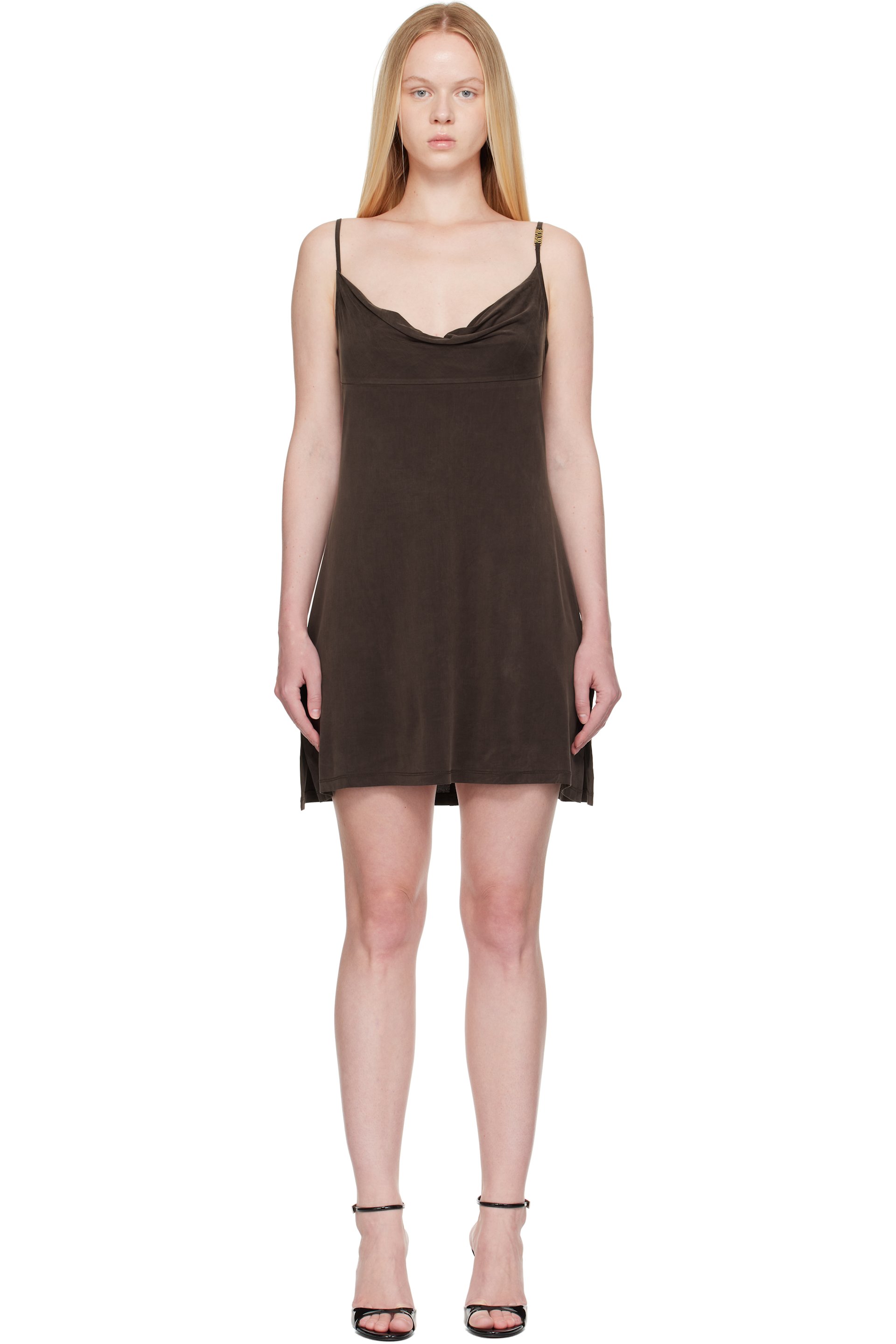 Versace Jeans Couture - Robe midi brune en cupro