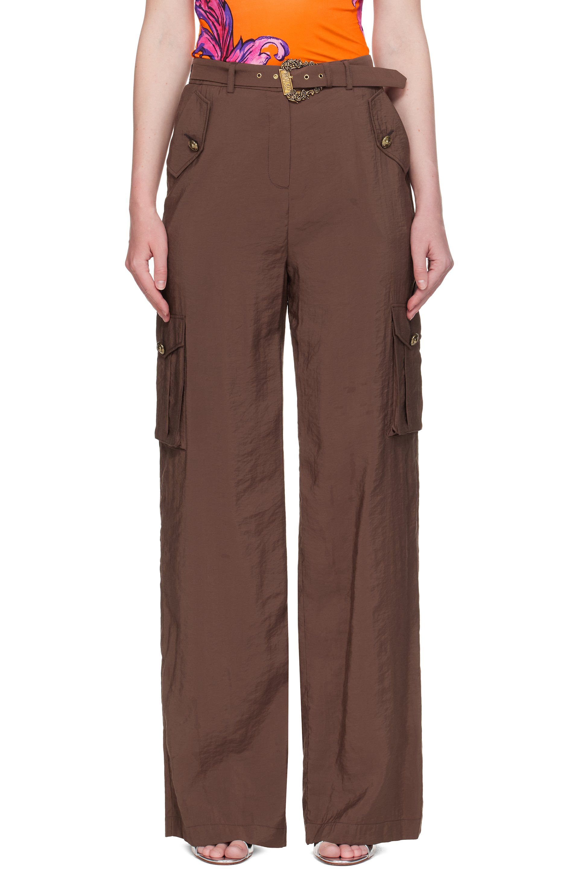 Versace Jeans Couture - Pantalon cargo brun à boucle Baroque