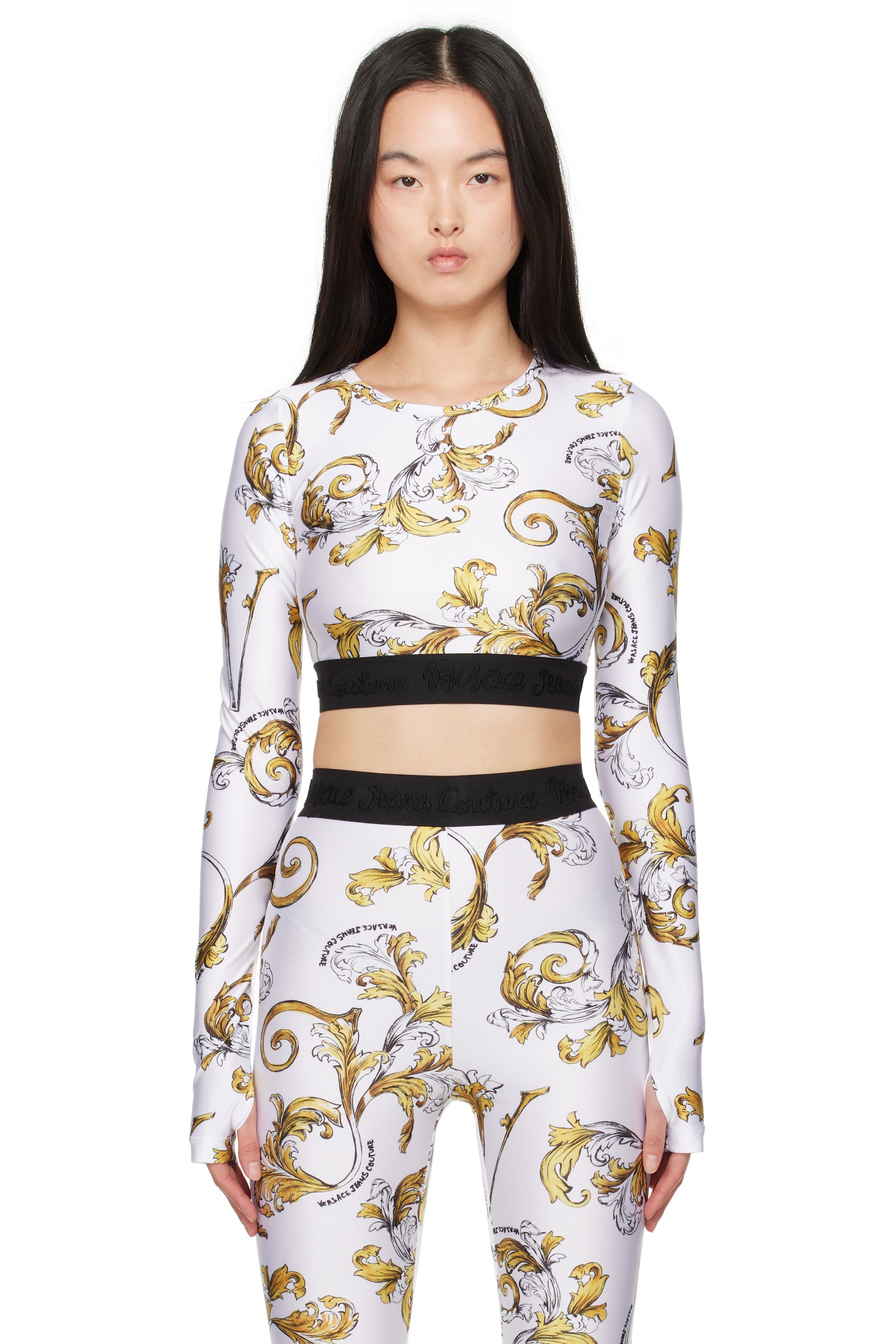 Versace Jeans Couture - T-shirt blanc à motif Outline Barocco