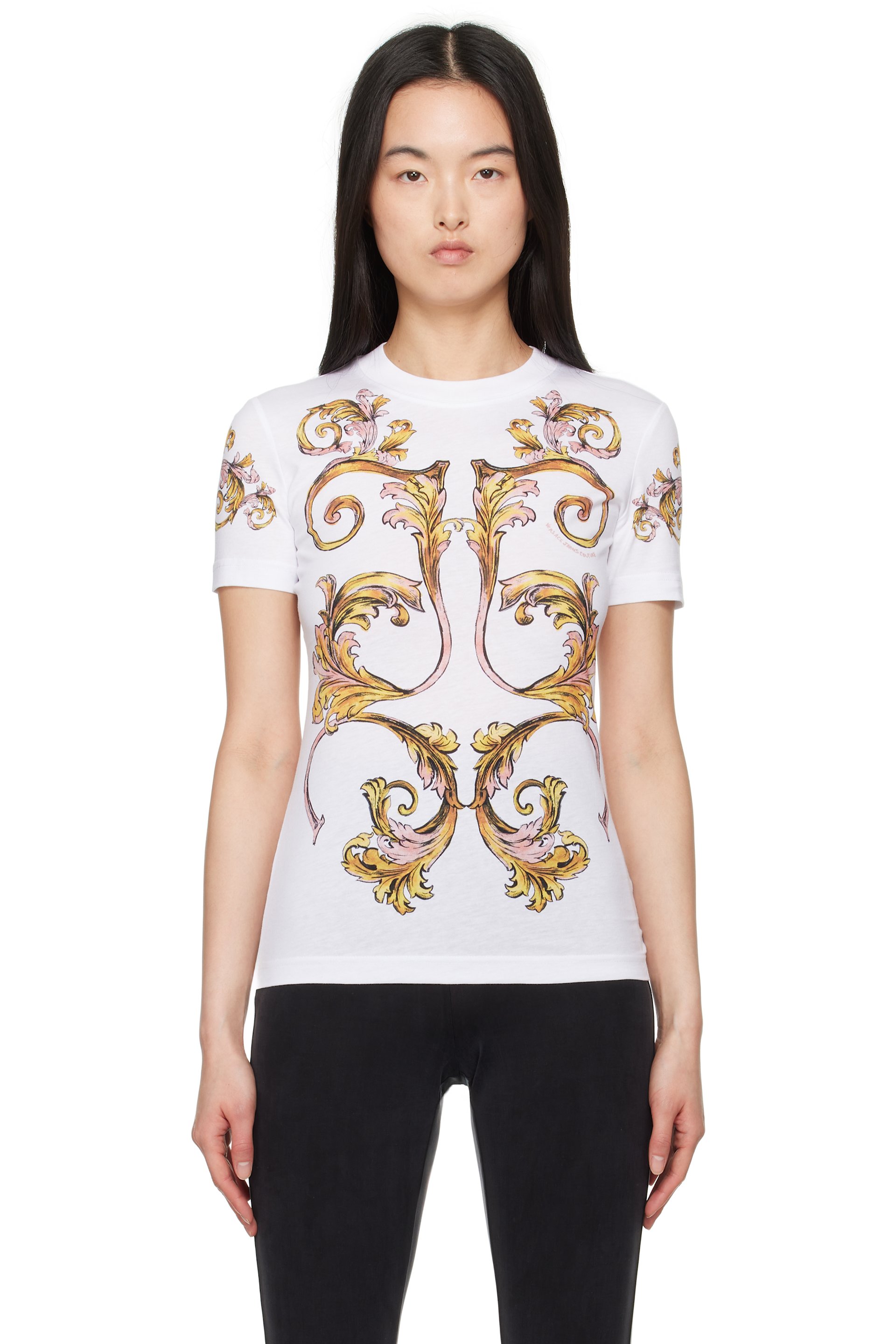 Versace Jeans Couture - T-shirt blanc à motif Outline Barocco